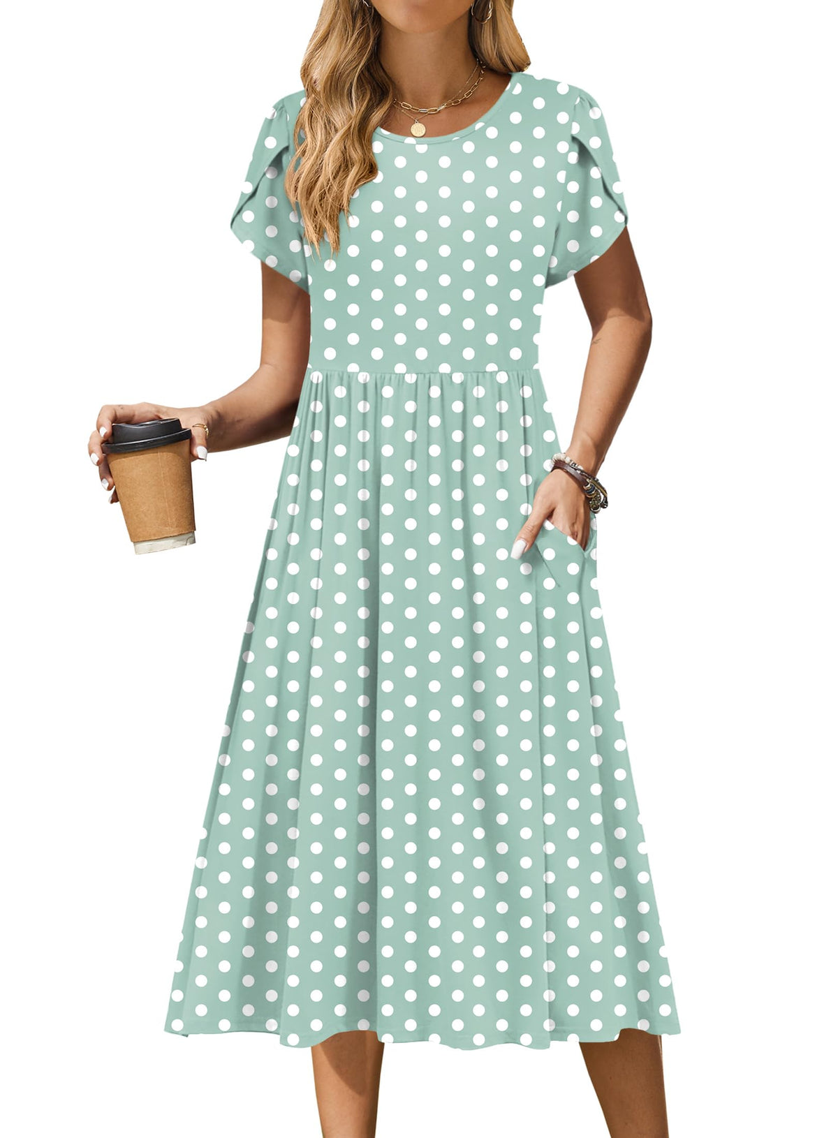 Zeagoo Womens Summer Dresses Casual Aline Midi Dress Short Sleeve Floral Tshirt Dress Flowy Beach Sundresses with Pockets