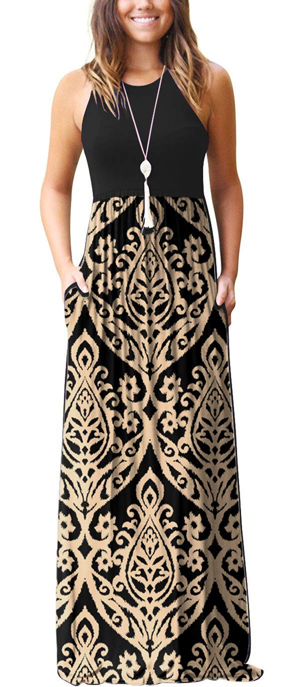 GRECERELLE Women's Summer Sleeveless Casual Long Tank Maxi Dress with Pockets (XS-3XL)