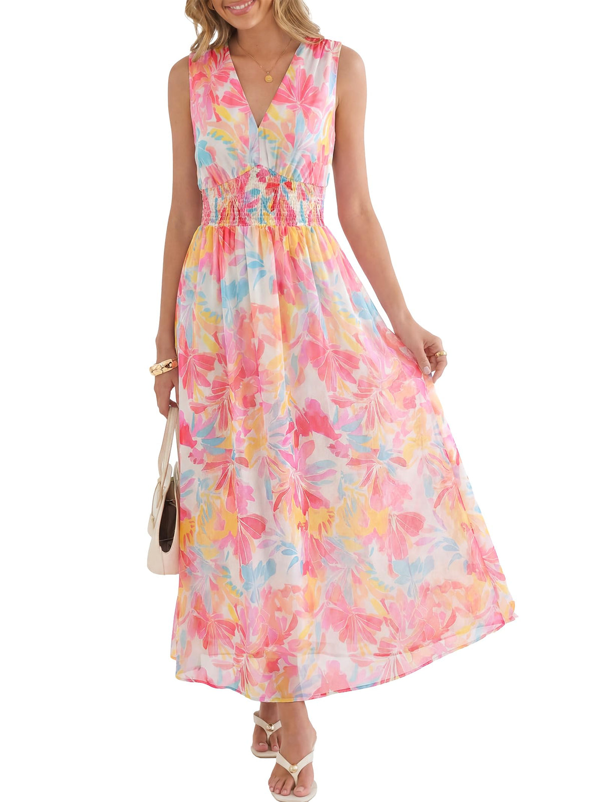 ANRABESS Women's Floral Tulle Wedding Guest Maxi Dress