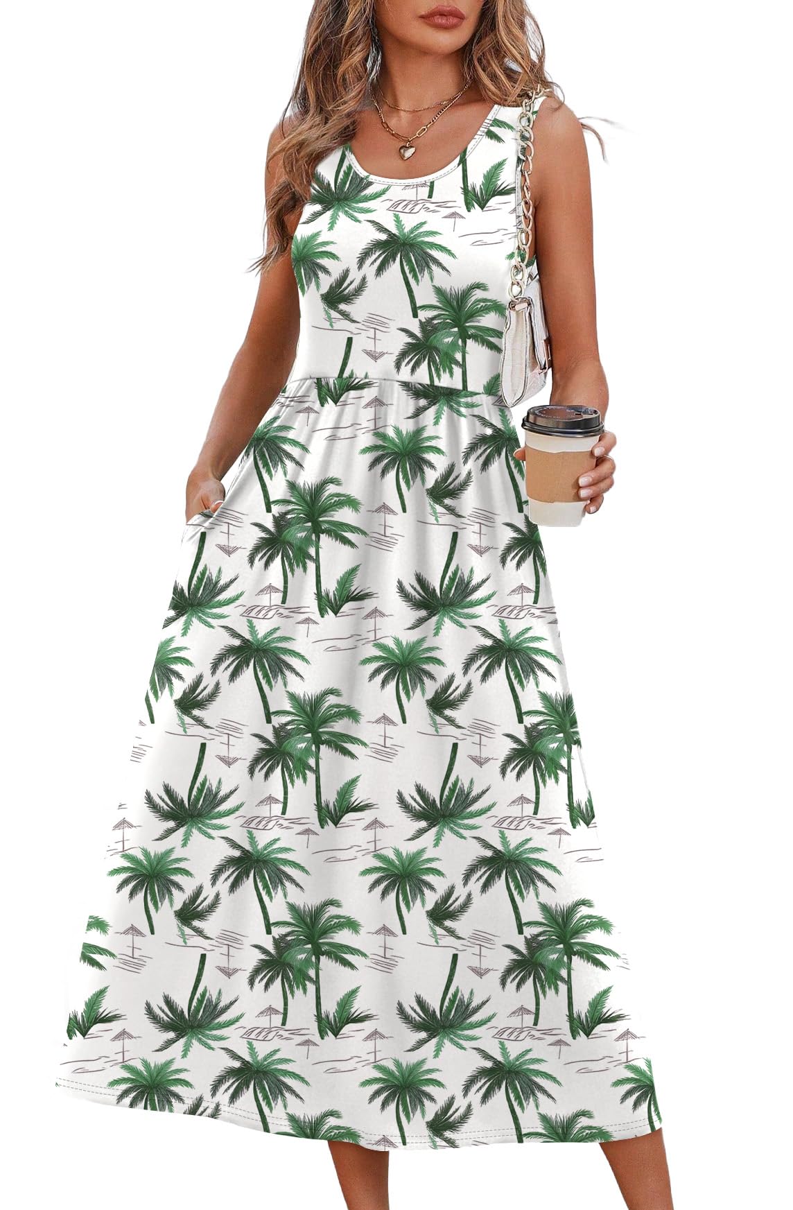 WIHOLL Summer Dresses for Women Flowy Casual Midi Dress Beach Vacation Sundresses with Pockets