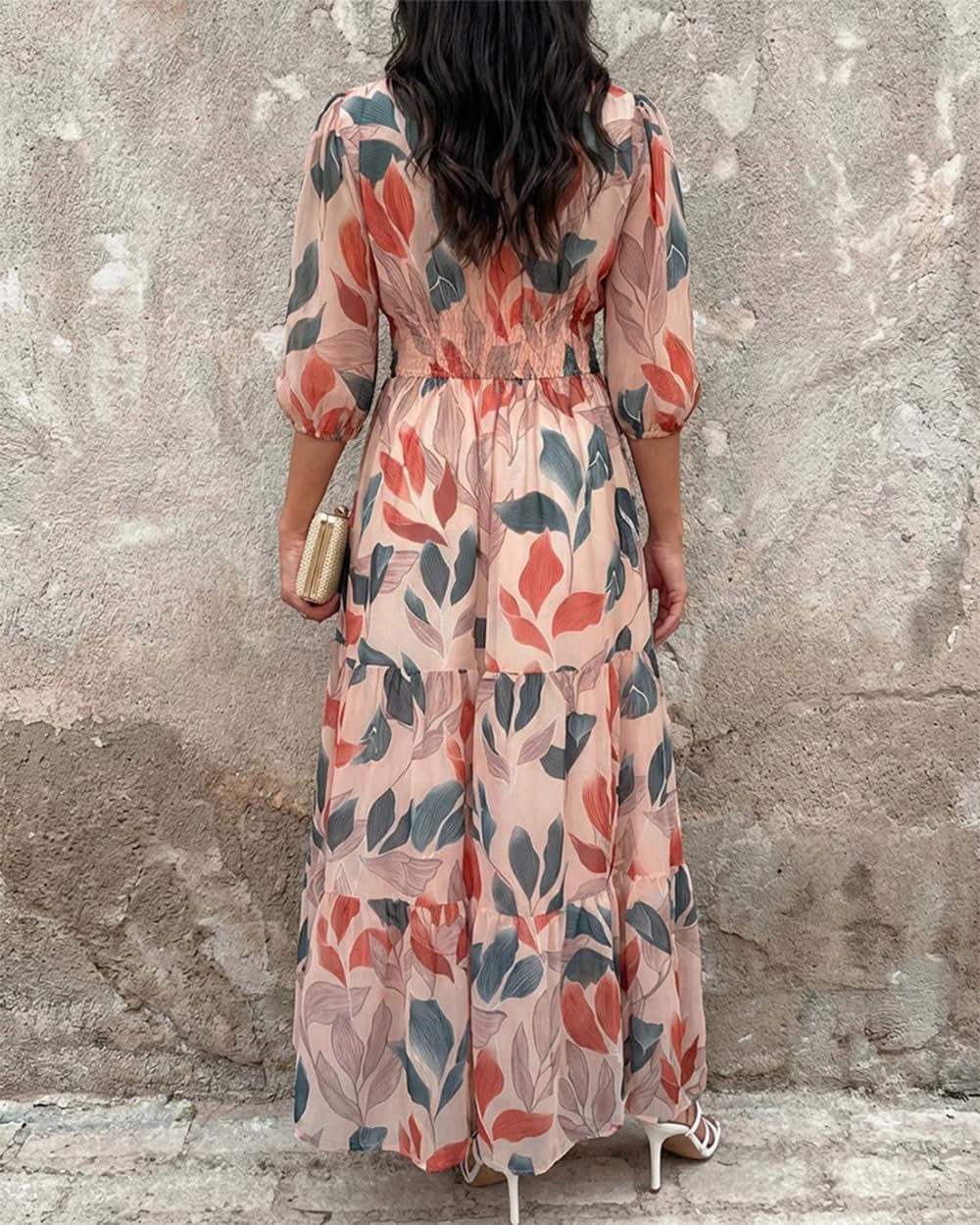 CHICME Womens Summer Boho Floral Wedding Guest Vacation Beach Maxi Dress