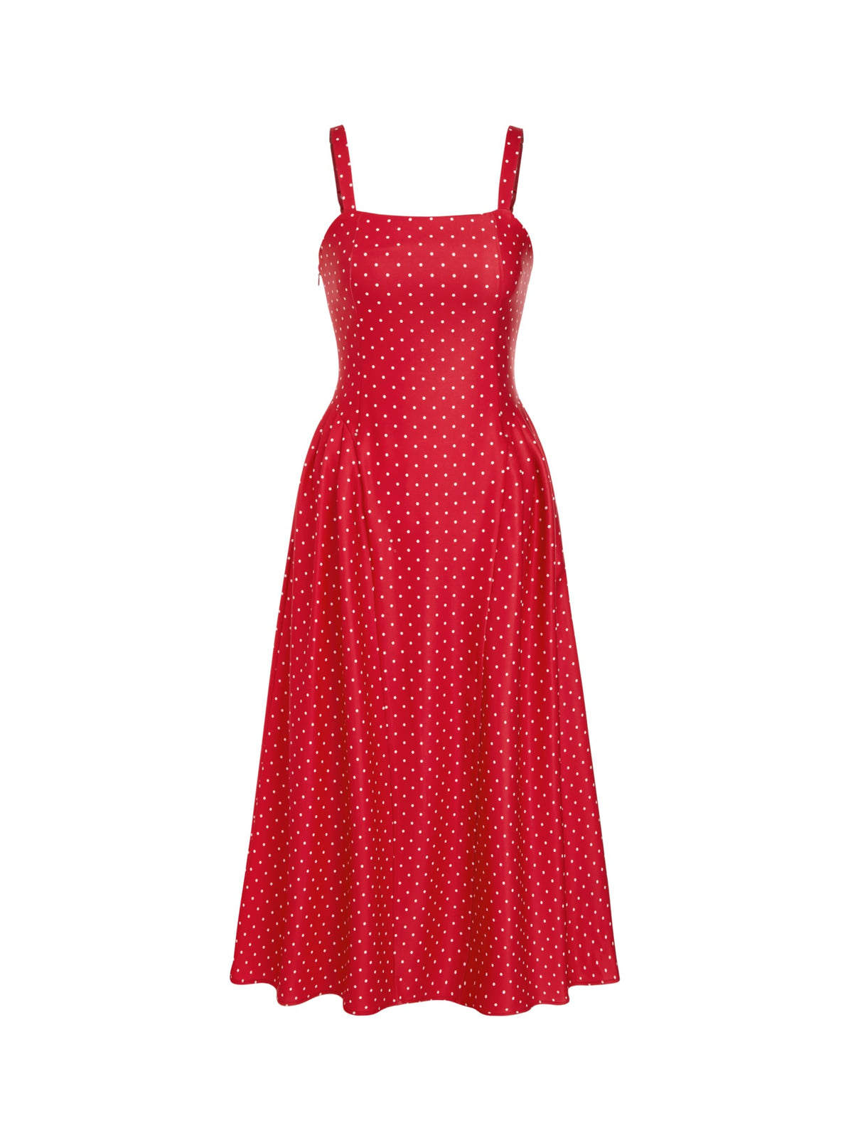 CIDER Womens Polka Dots Summer Casual Dresses Square Neck Sleeveless Midi A Line Elegant Dress