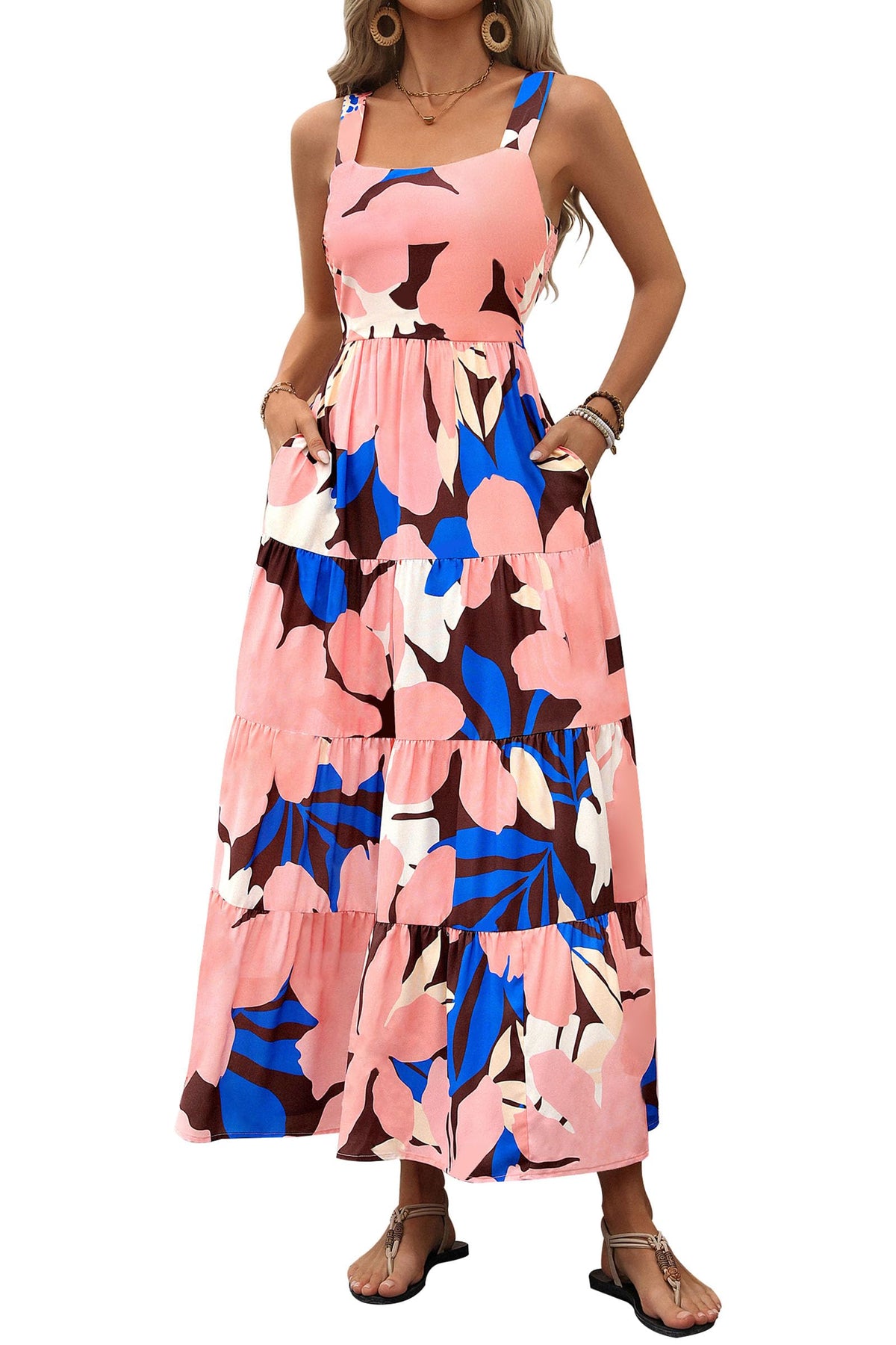 PRETTYGARDEN Womens 2026 Summer Dresses Fashion Clothing Floral Maxi Dress Ruffle Long Flowy Boho Beach Vacation Sundresses