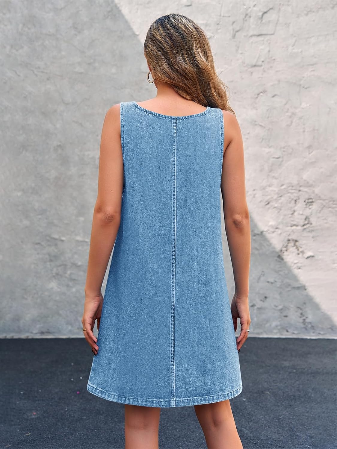 BZB Women's Sleeveless Casual Denim Dress Western Jean Overall Dress