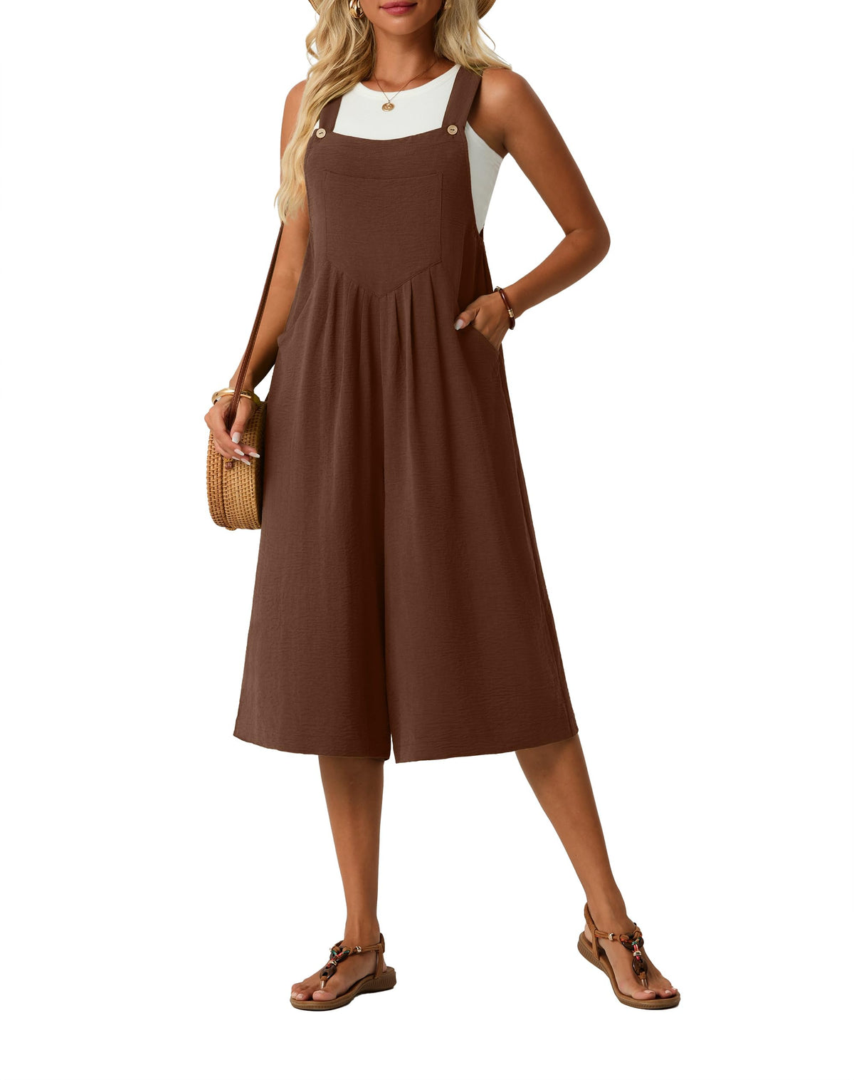 Lepunuo Womens Summer Capri Wide Leg Pants Rompers Boho Loose Fit