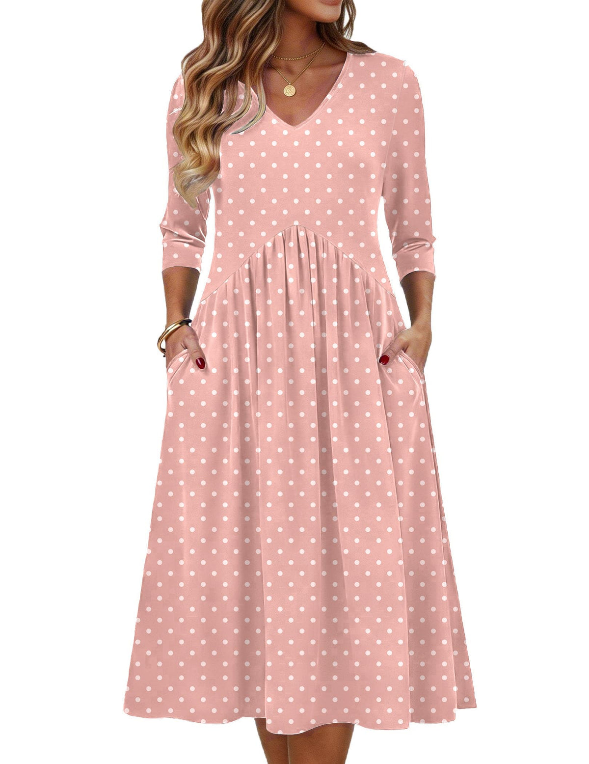 Zeagoo Summer Dresses for Women 2026 3/4 Sleeve Casual Midi Tshirt Dresses