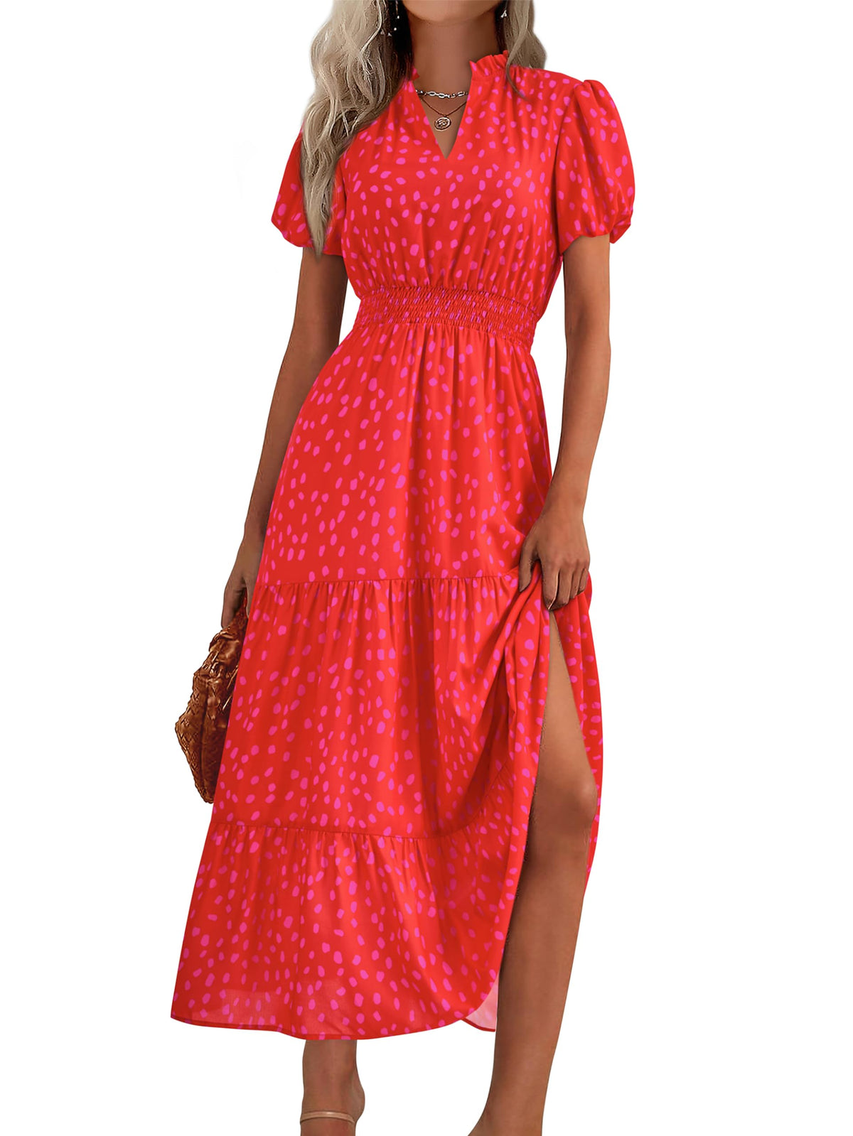 MASCOMODA Summer Maxi Dresses for Women 2026 Short Sleeve Long Floral Dress