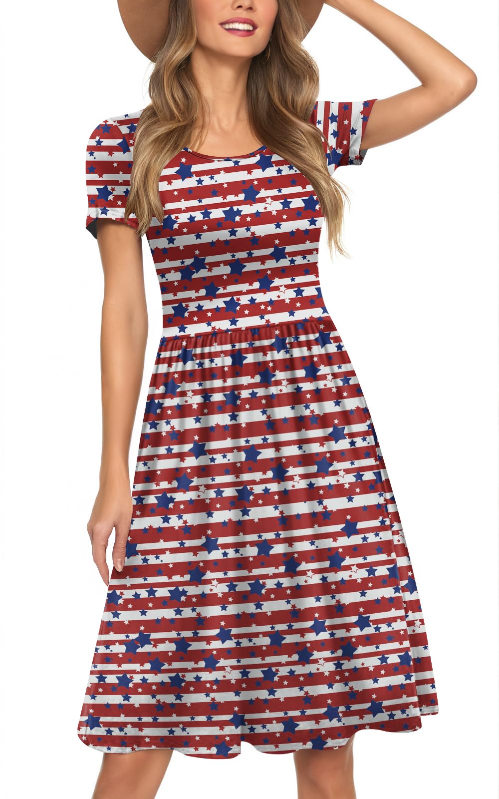 Womens Short Sleeve Empire Waist Dresses Casual Summer Dress
