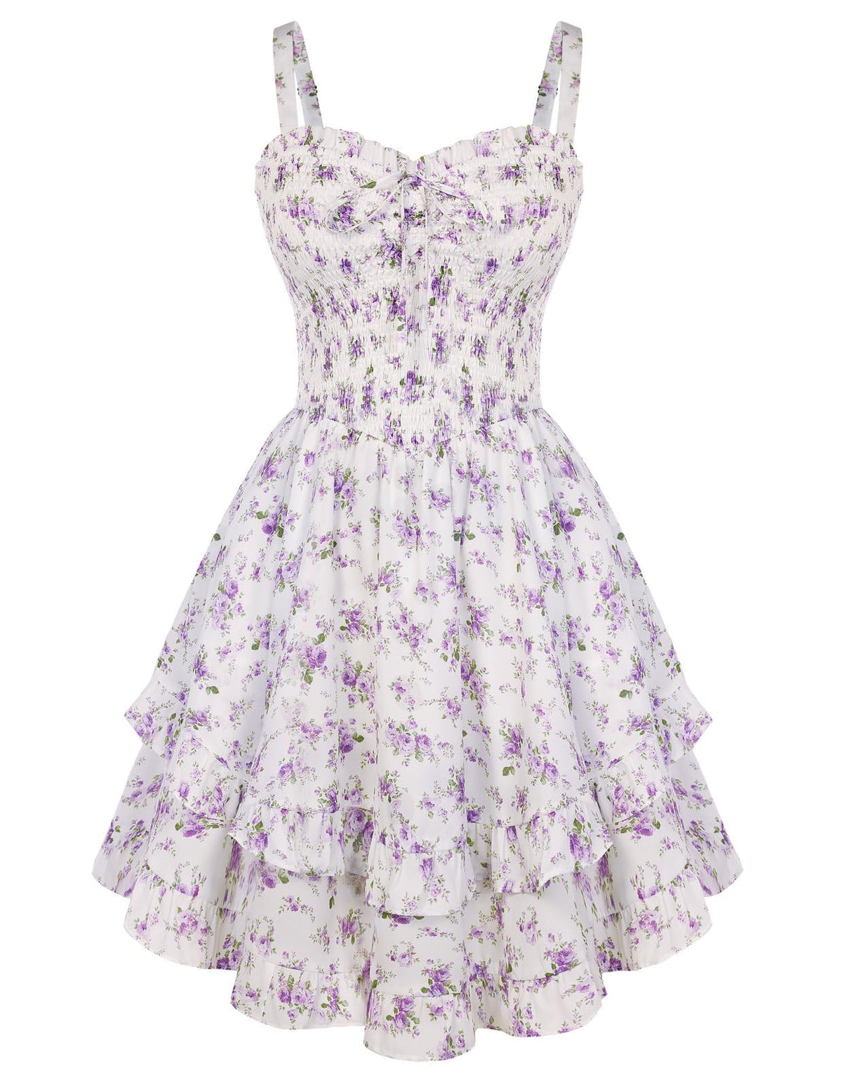 Scarlet Darkness Smocked Floral Sundresses Women Teens Summer Spring Dress