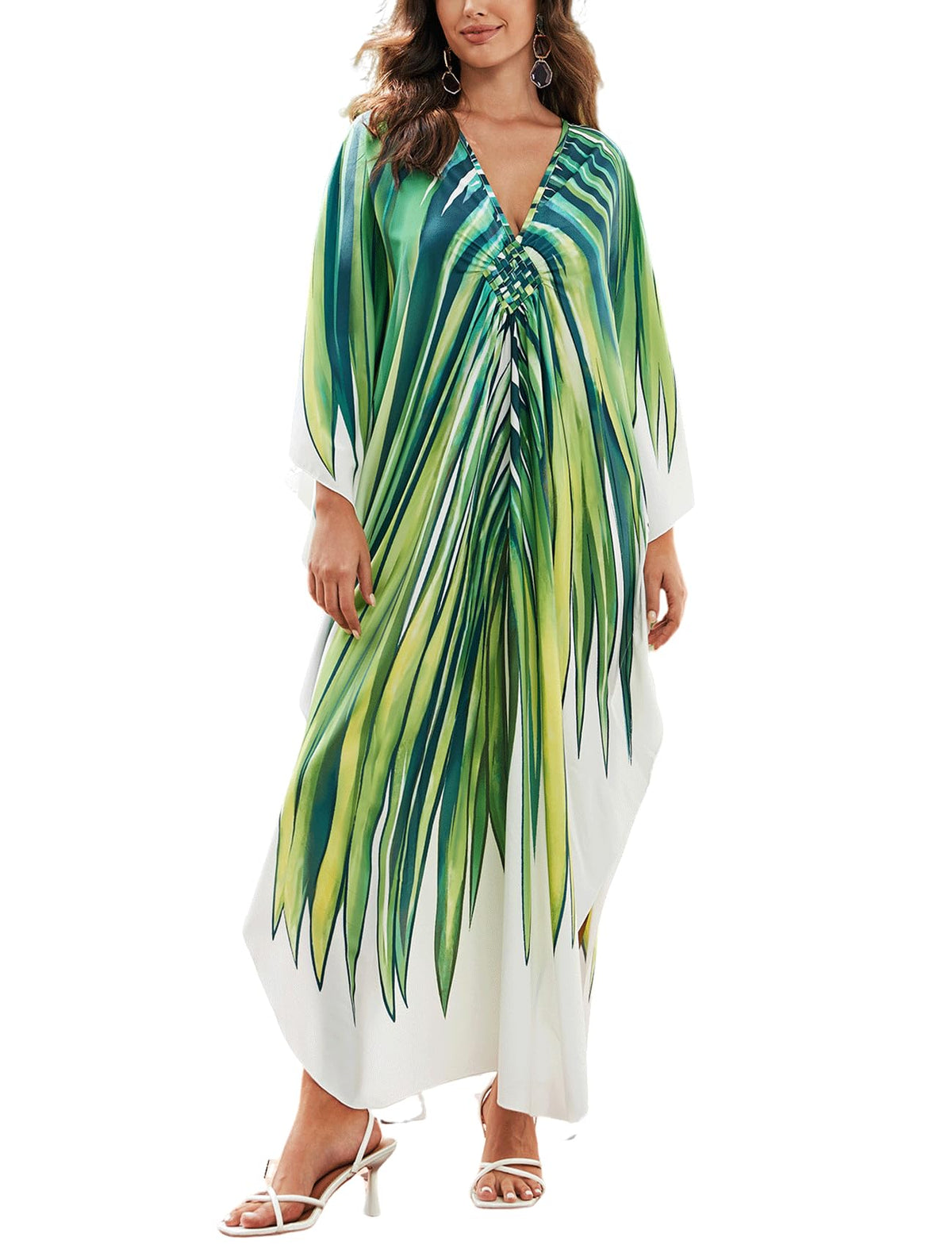 KECVOT Kaftan Dresses for Women Plus Size Batwing Sleeve Caftans Long Bathing Suit Cover Up Maxi Beach Dress Loungewear