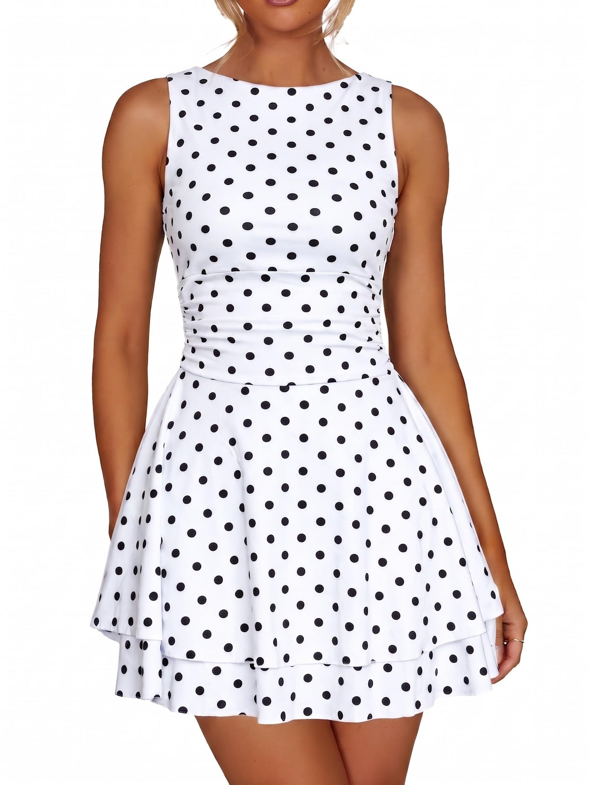 Kaximil Women's Ruffle Hem Boat Neck Party Mini Dress