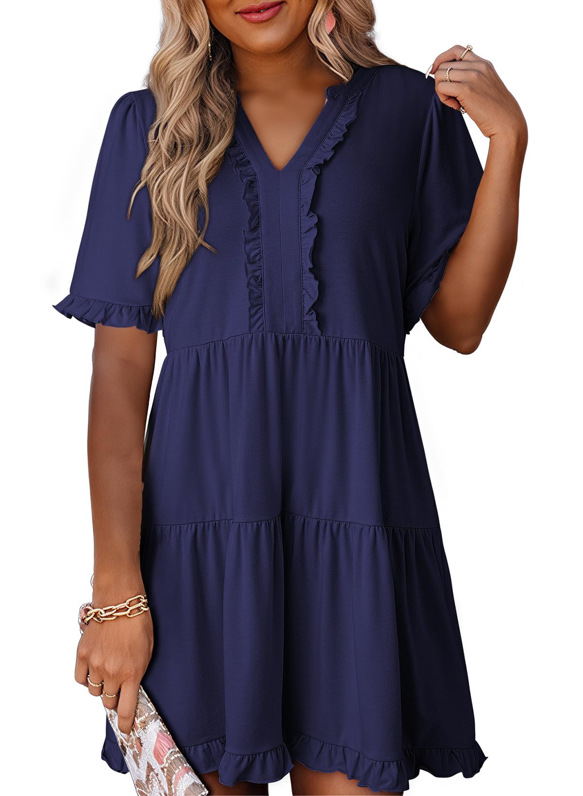 Dokotoo Womens A Line Babydoll Casual Summer Dresses with Pockets