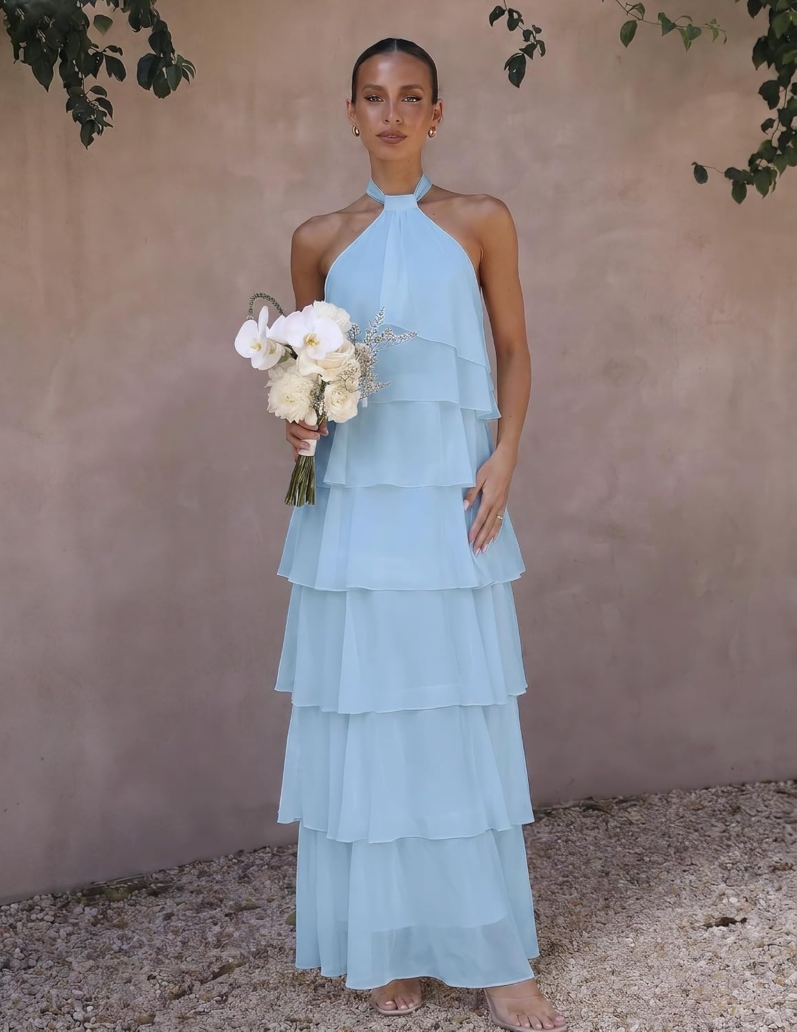 HOCILLE Women's Summer Boho Wedding Guest Long Formal Flowy Dresses