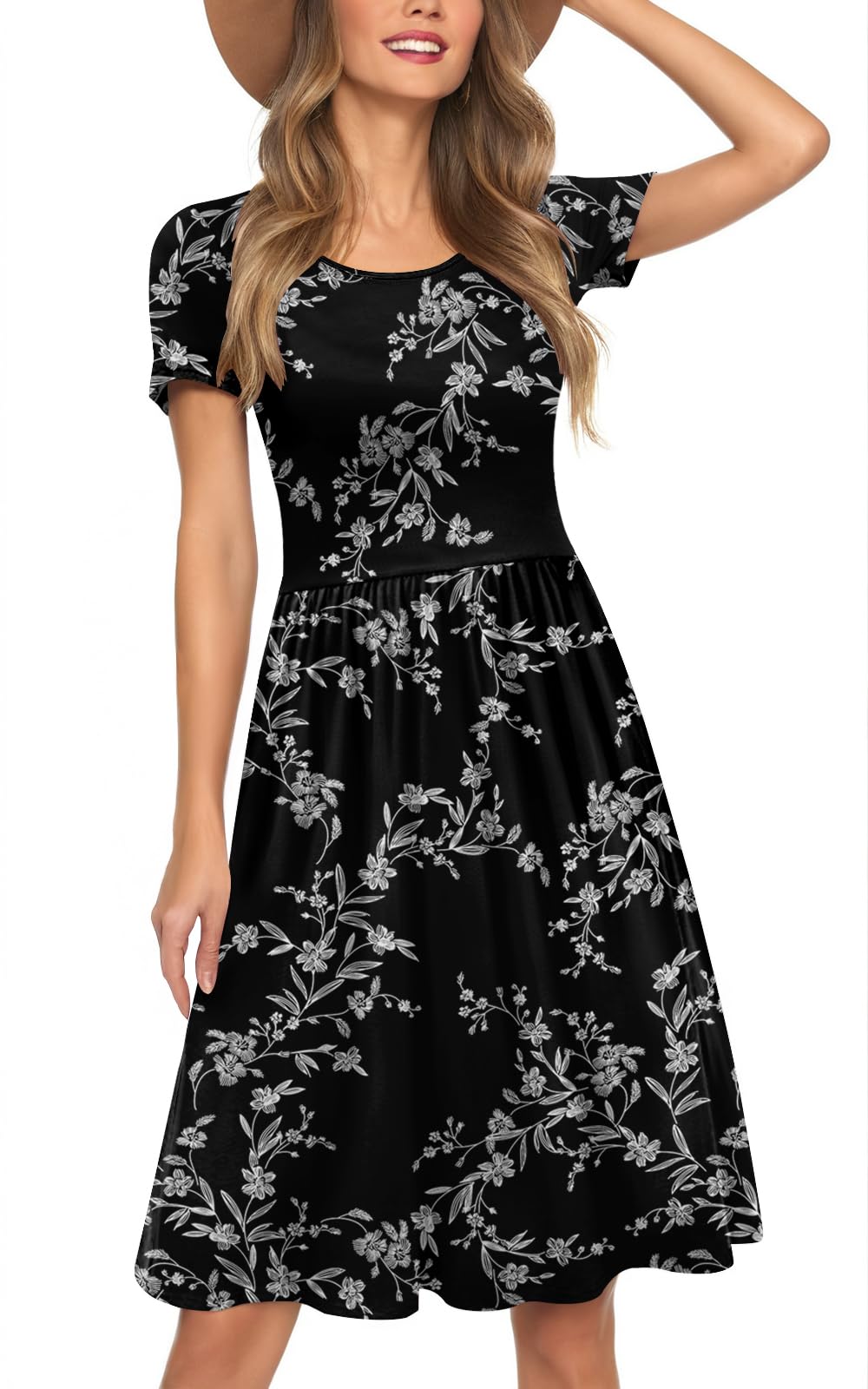 Womens Short Sleeve Empire Waist Dresses Casual Summer Dress