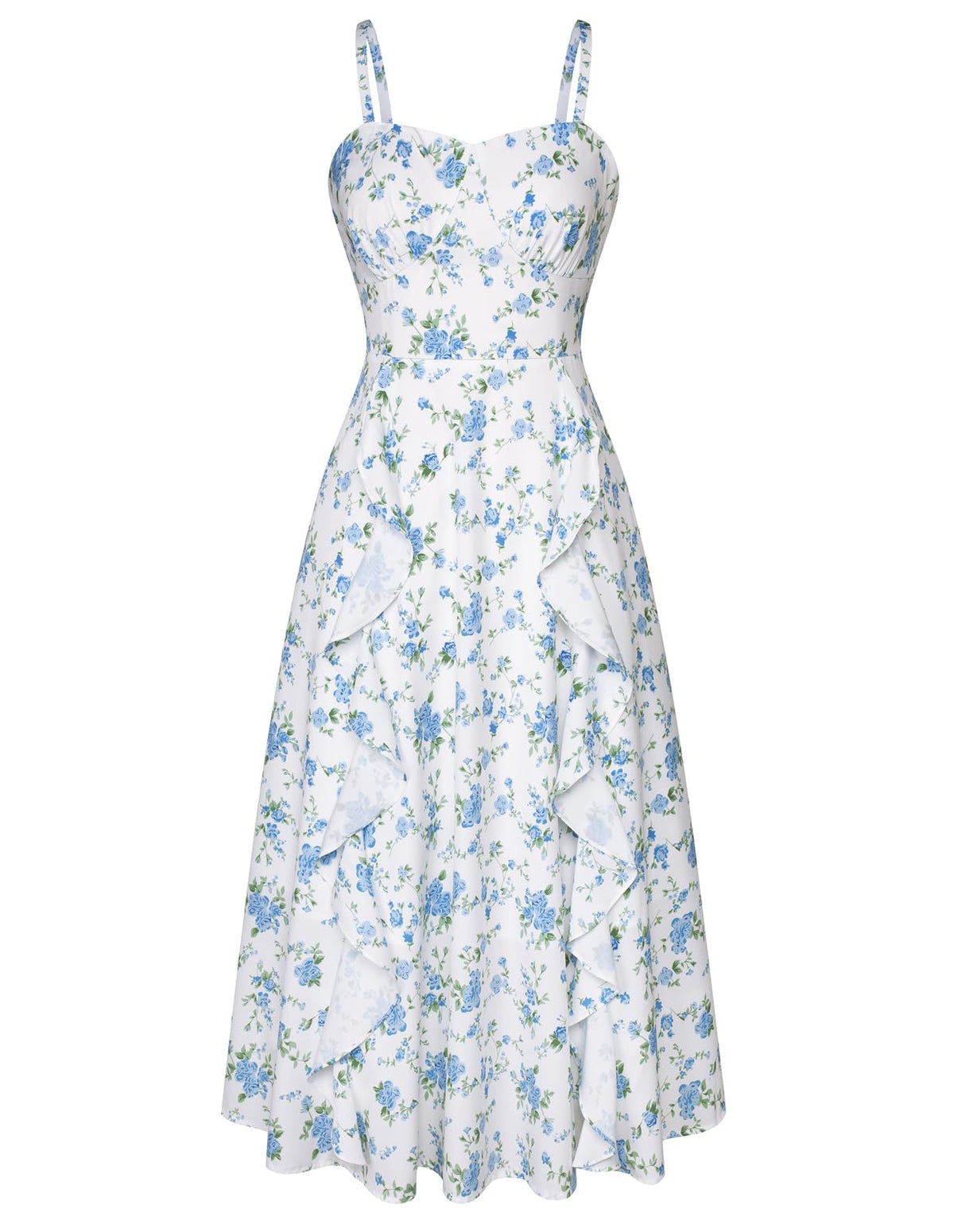 Belle Poque Women Sun Dresses Midi Ruffle Dress
