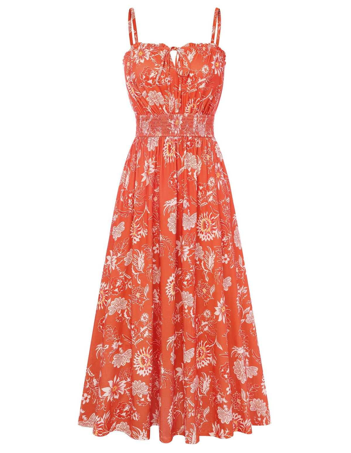 GRACE KARIN 2026 Women's Hawaiian Midi Sundress Summer Vacation Spaghetti Floral Clothes Boho Casual Dresses with Pockets