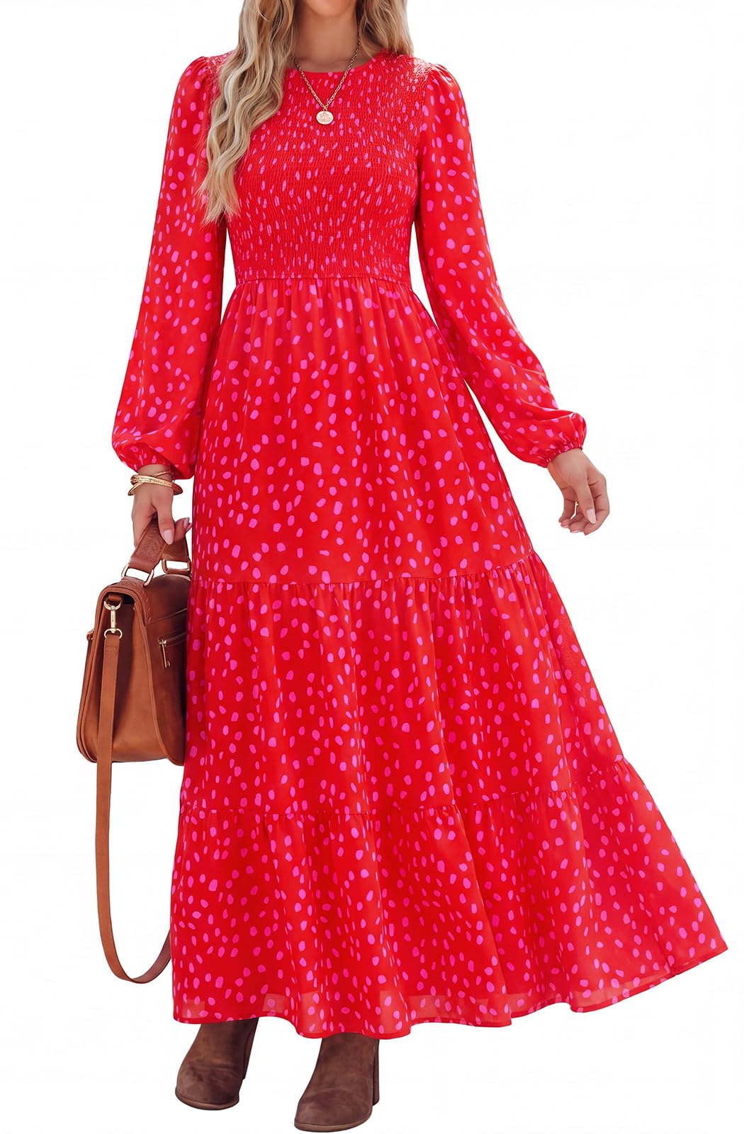 PRETTYGARDEN Long Sleeve Floral Maxi Fall Dresses for Women Trendy Outfits
