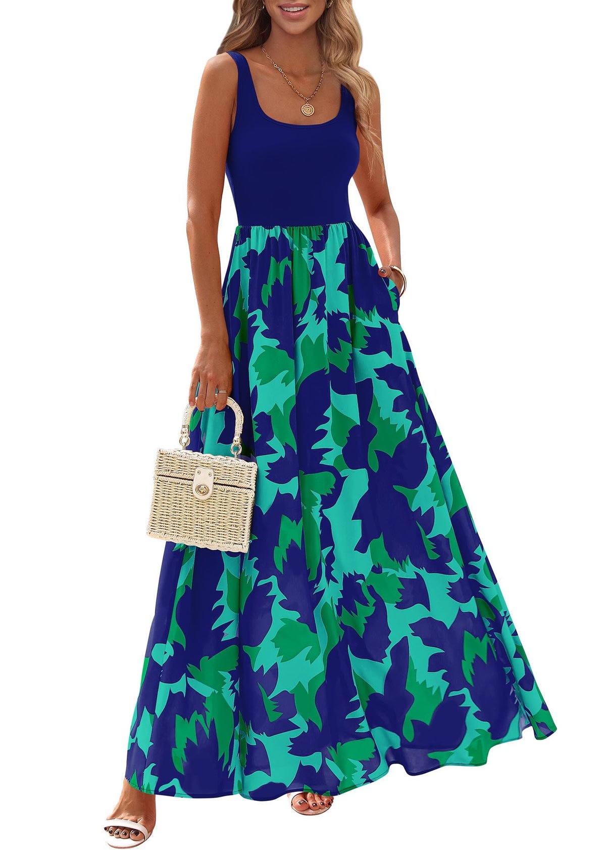 KIRUNDO Women's Summer Maxi Dress Boho Floral Long Sundress