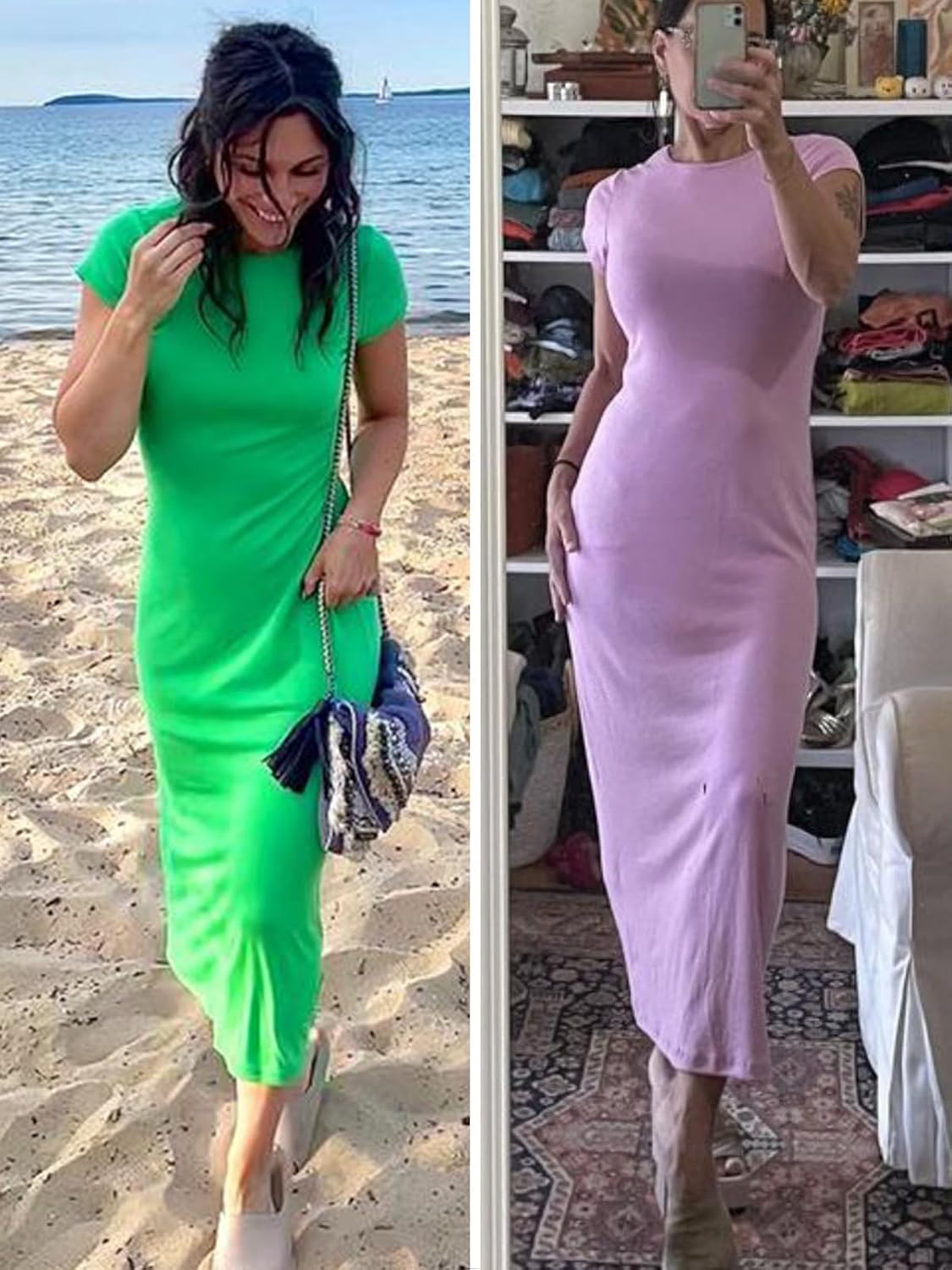 Wenrine Women's Short Sleeve T-Shirt Dress Summer Casual Long Midi Dresses