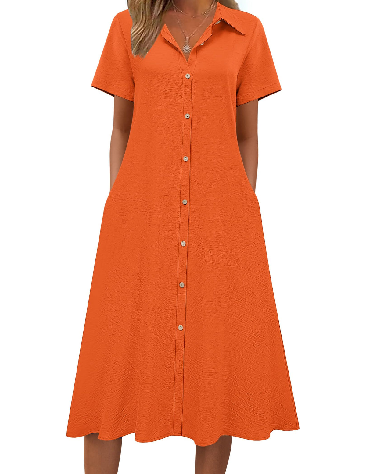 Zeagoo Summer Dresses for Women 2026 Button Down Shirt Dresses Aline Long Sundress Short Sleeve Beach Travel Cover Up