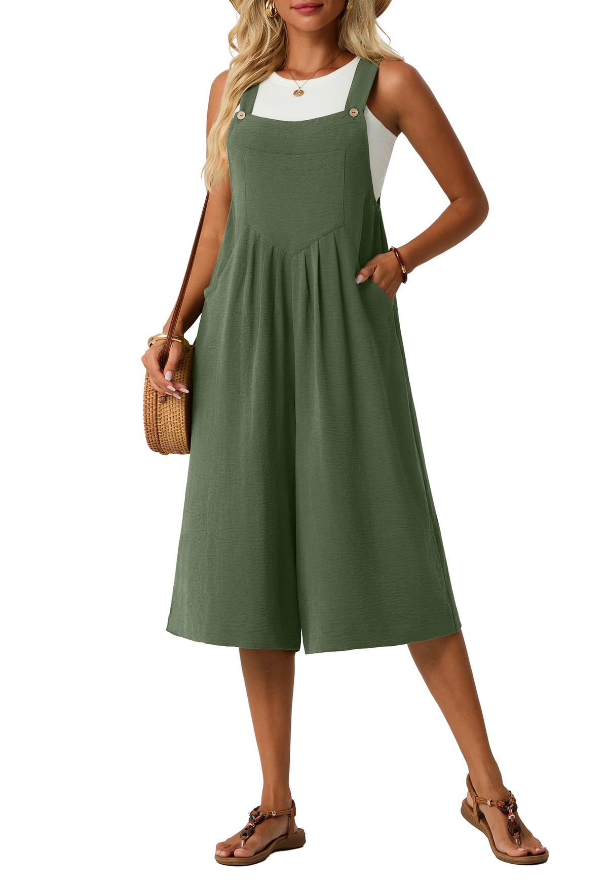 Lepunuo Womens Summer Capri Wide Leg Pants Rompers Boho Loose Fit