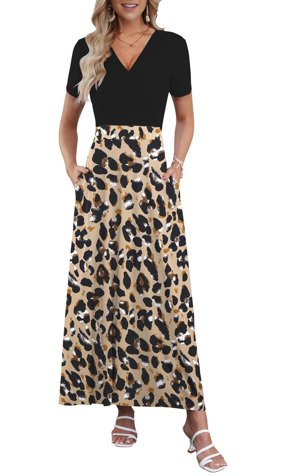 AUSELILY Maxi Dresses for Women Ankle Length Floral Beach Long Flowy Dress