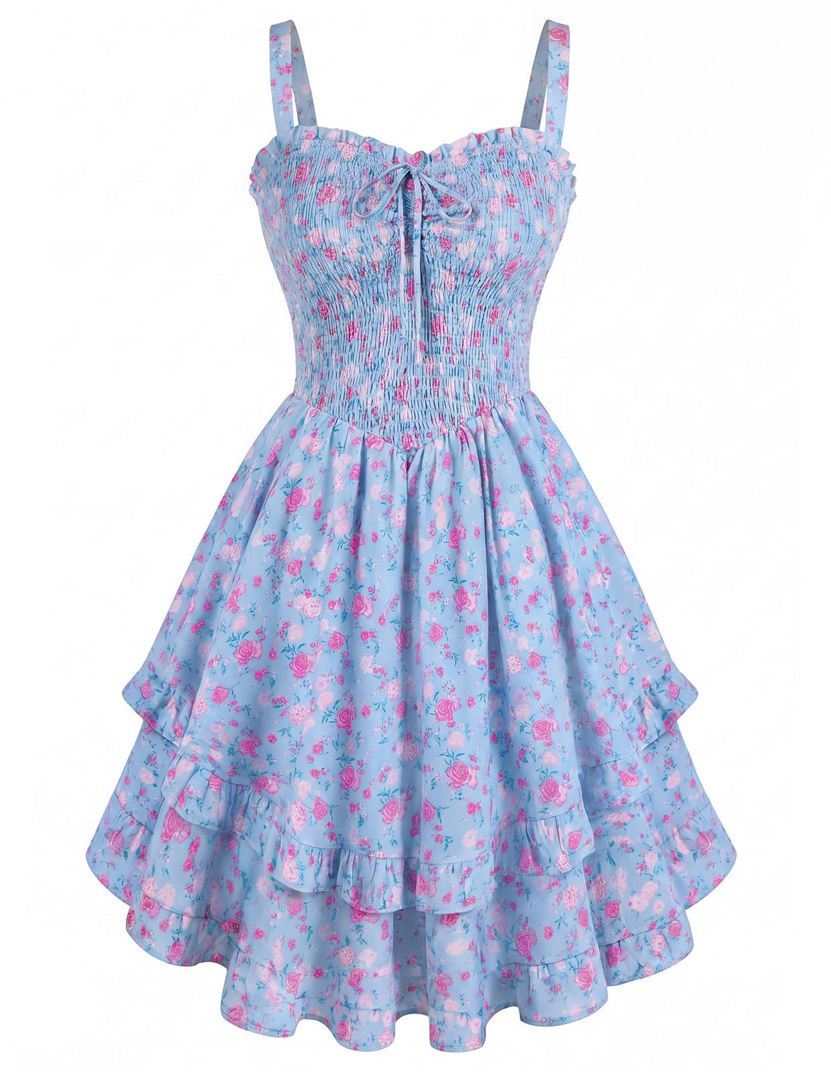 Scarlet Darkness Smocked Floral Sundresses Women Teens Summer Spring Dress