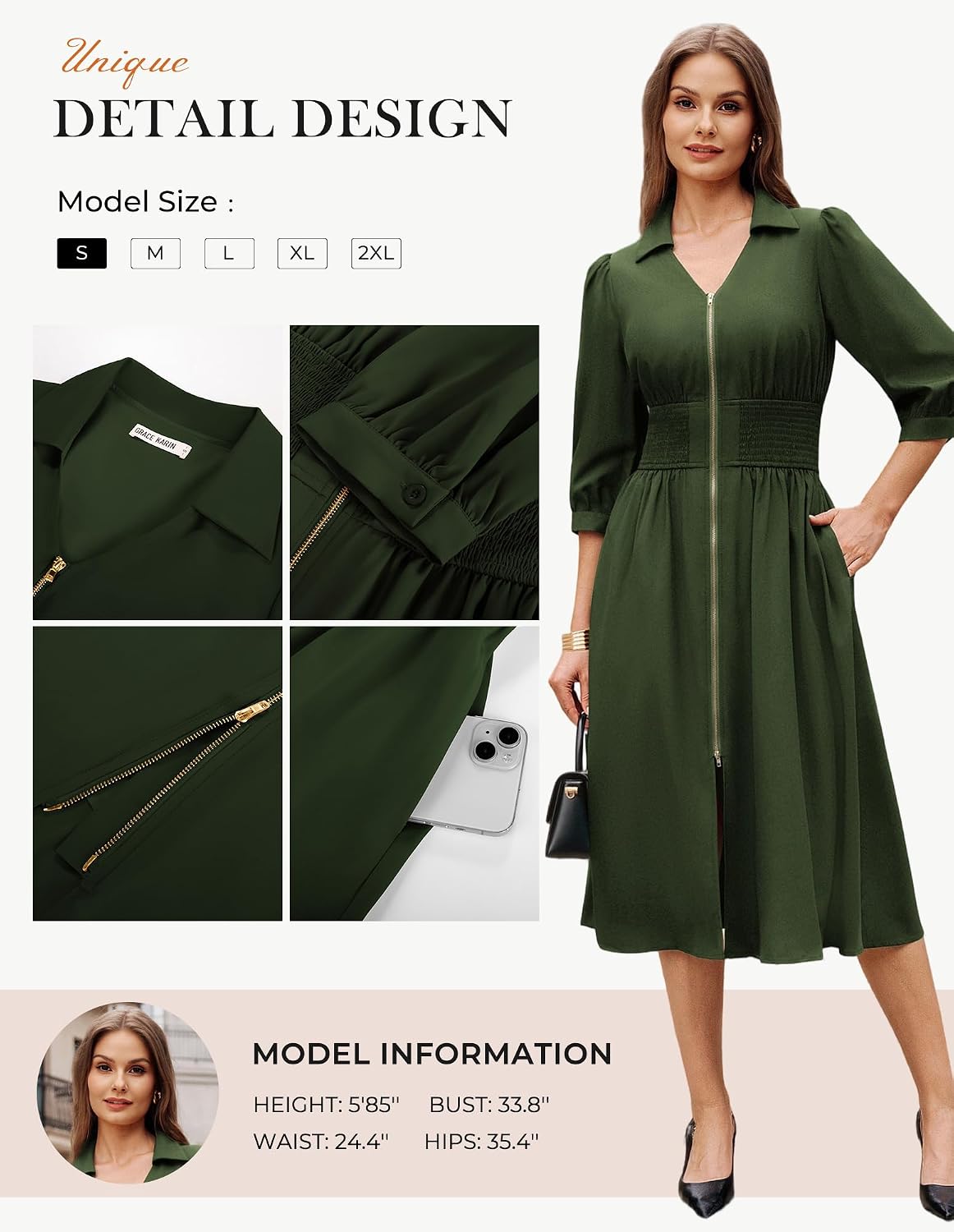 GRACE KARIN Women's Summer Midi Dress Business Casual Dresses