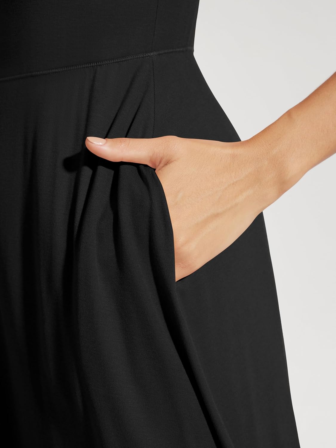 ODODOS Square Neck Midi Dress with Pockets for Women Summer Casual Sleeveless Sundress Flare Tank Dress