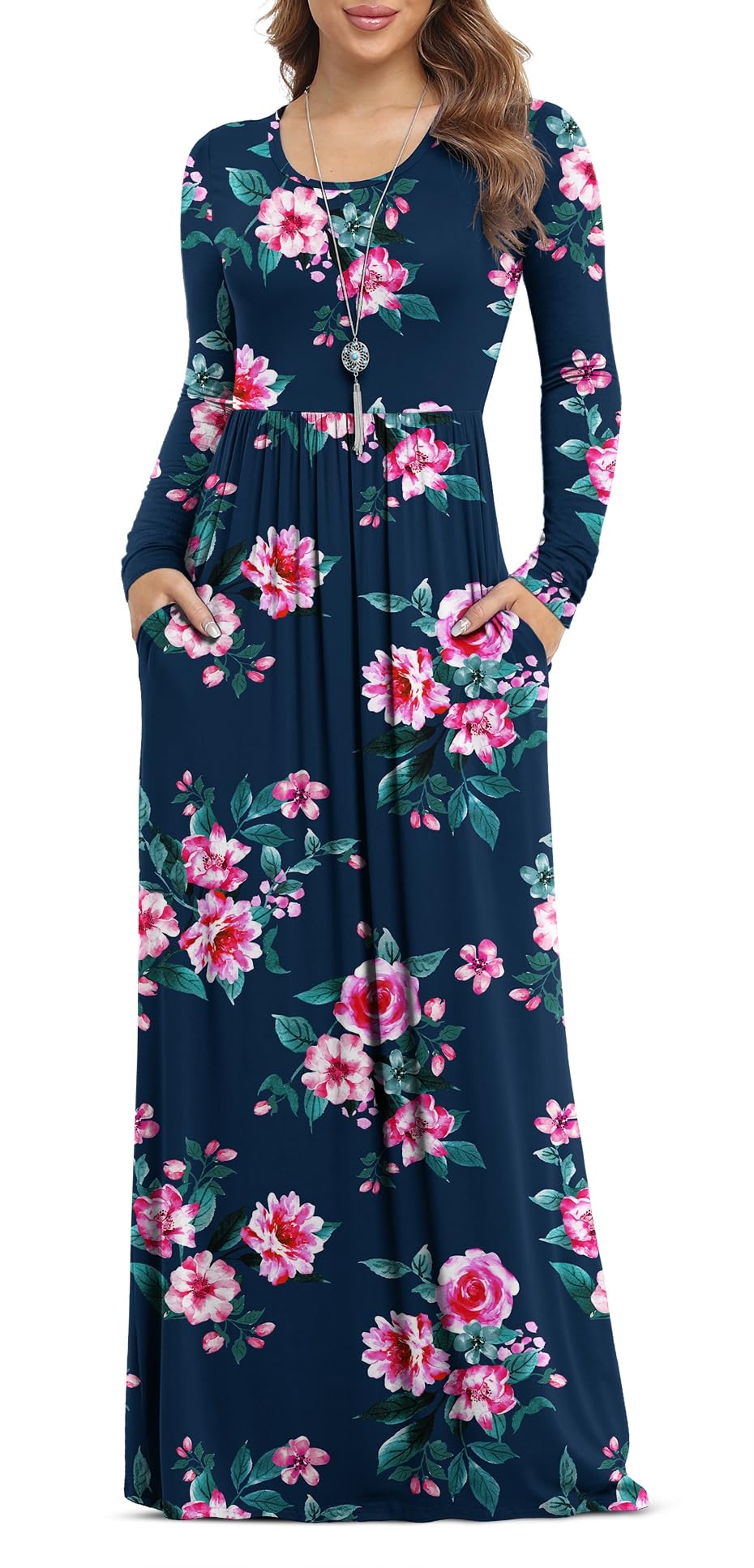 VIISHOW Women's Short Sleeve Loose Plain Maxi Dresses Casual Long Dresses with Pockets