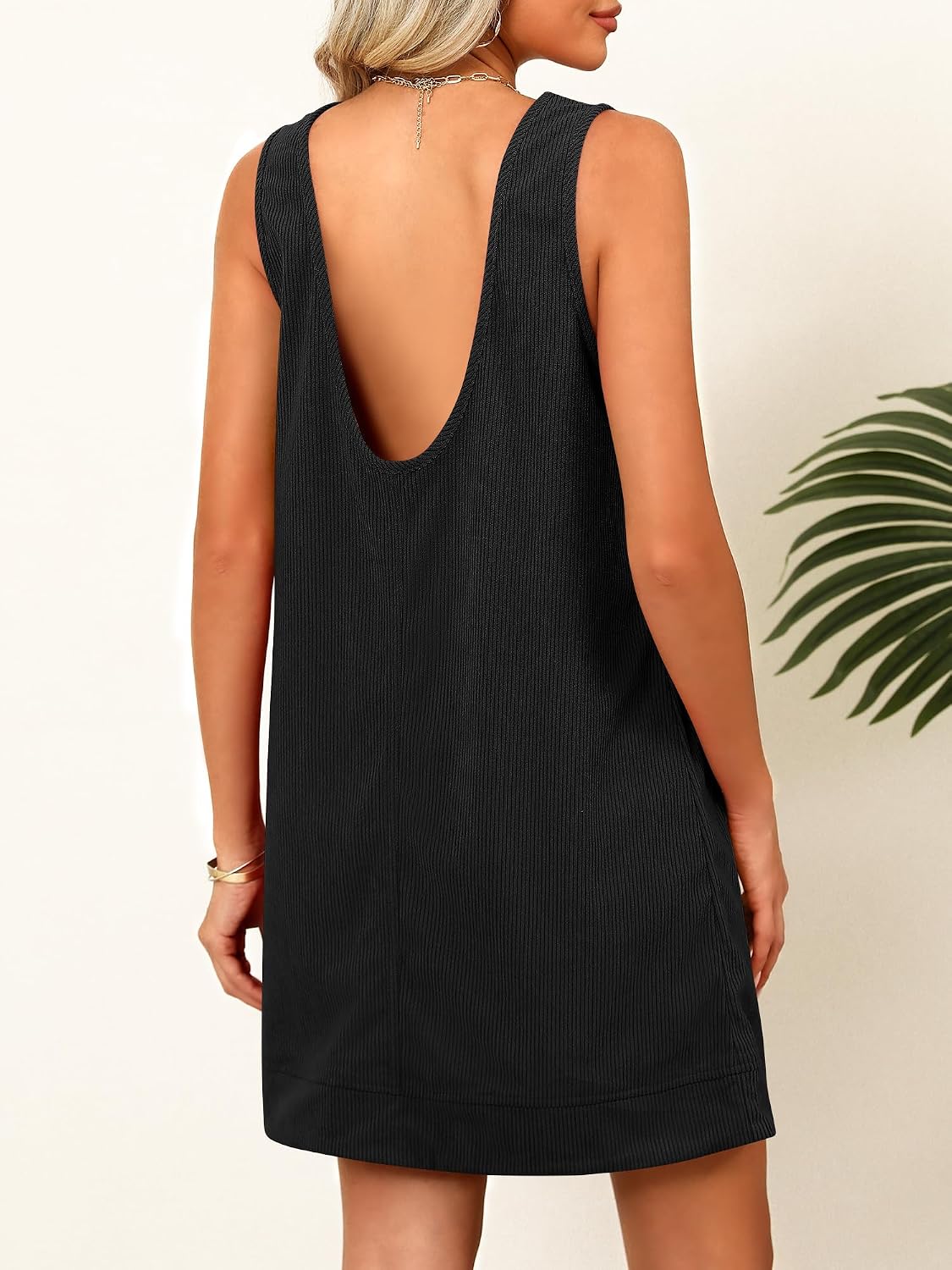 Caracilia Womens Corduroy Sleeveless Overall Mini Dress