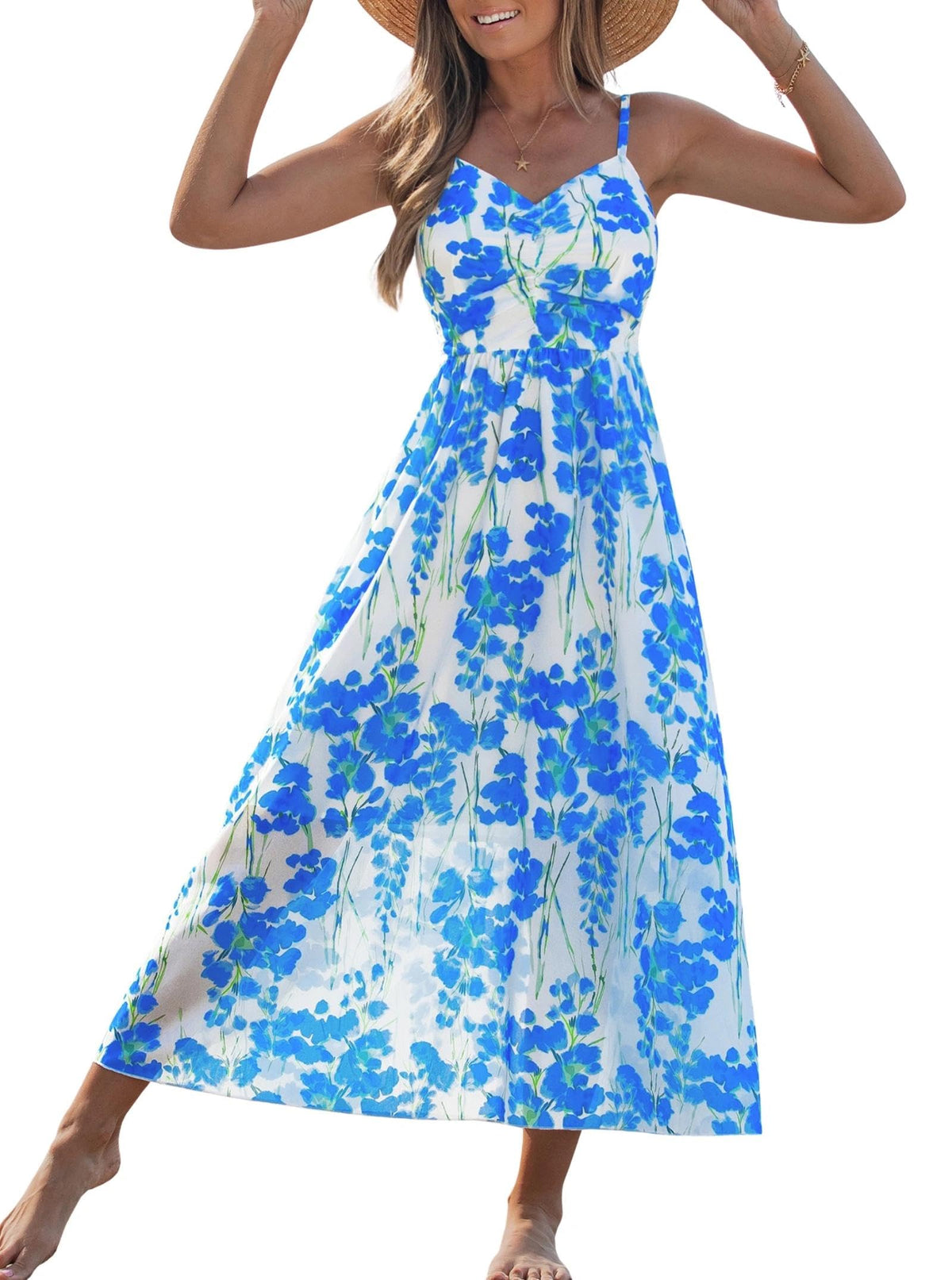 popvil Women Summer Maxi Dress 2026 Spaghetti Strap Long Beach Dress
