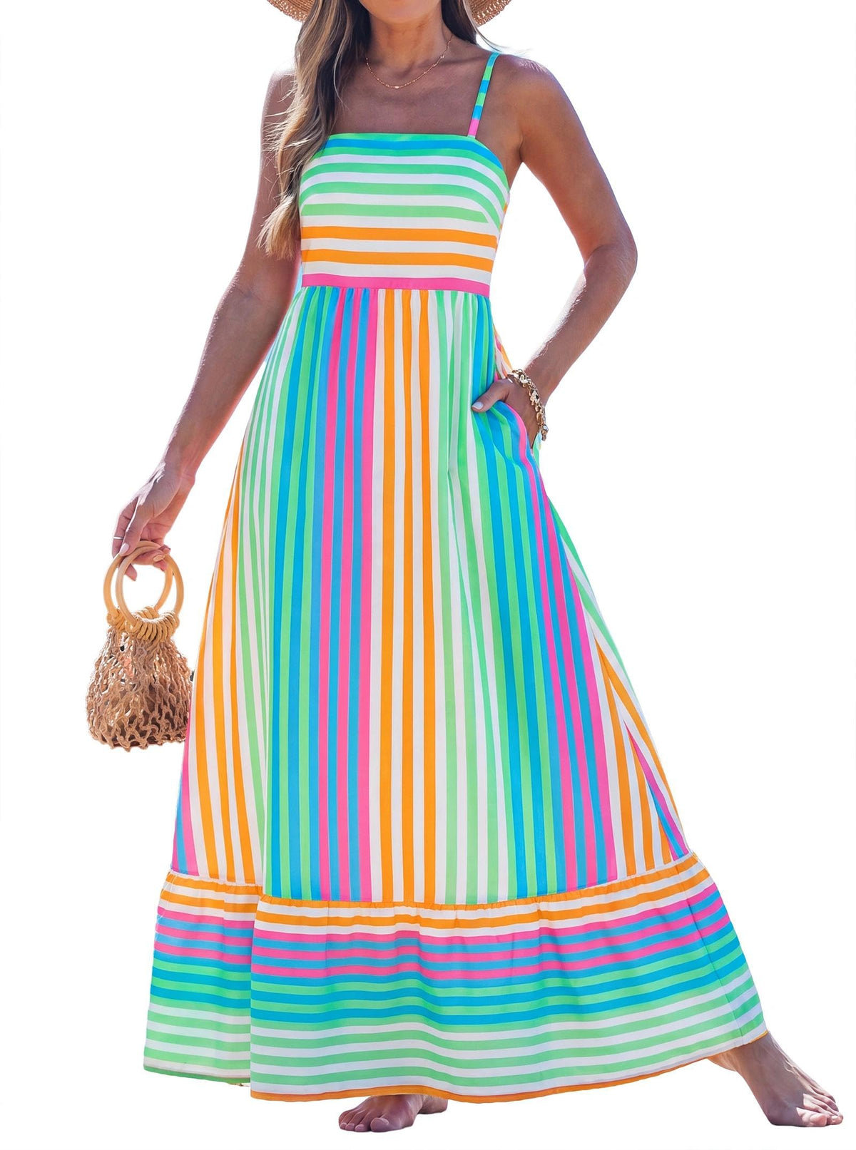 popvil Women Summer Maxi Dress 2026 Spaghetti Strap Long Beach Dress
