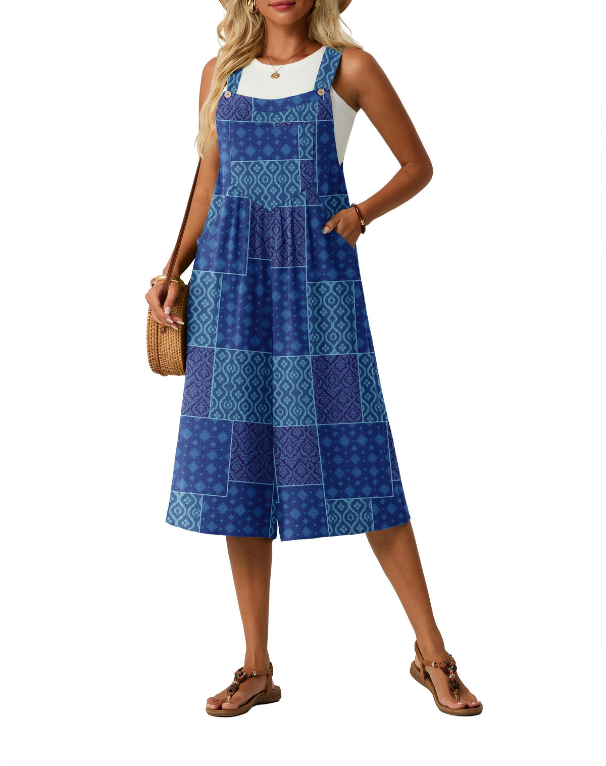 Lepunuo Womens Summer Capri Wide Leg Pants Rompers Boho Loose Fit