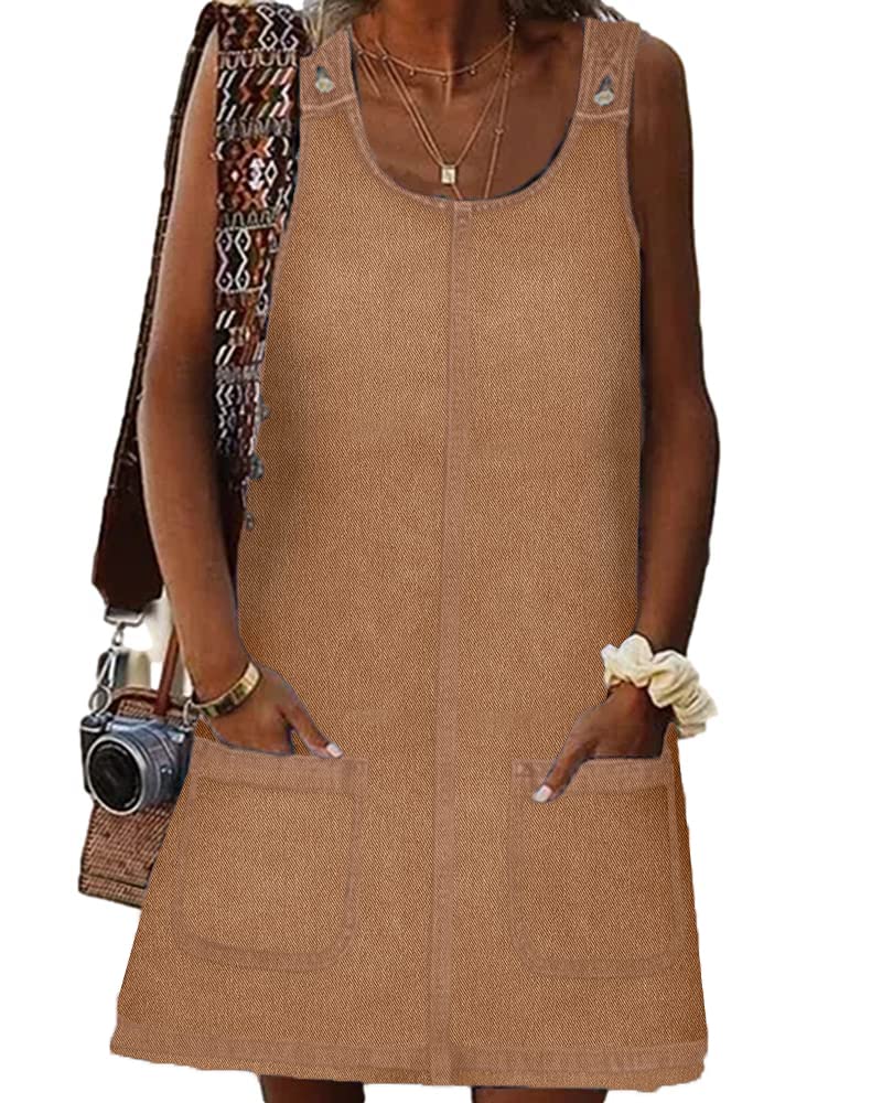 BZB Women's Sleeveless Casual Denim Dress Western Jean Overall Dress