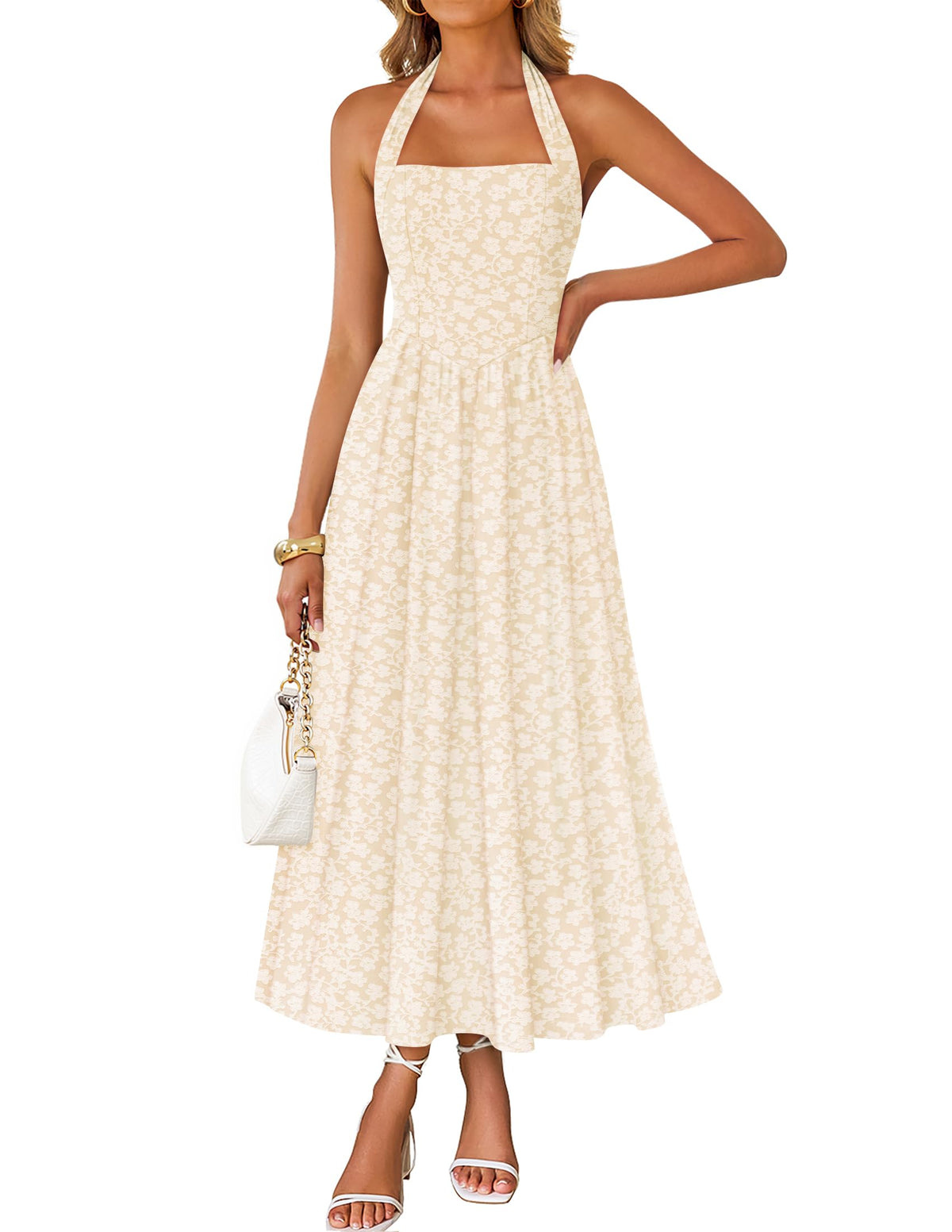 ZESICA Women's Summer Sleeveless Floral Wedding Guest Maxi Dress