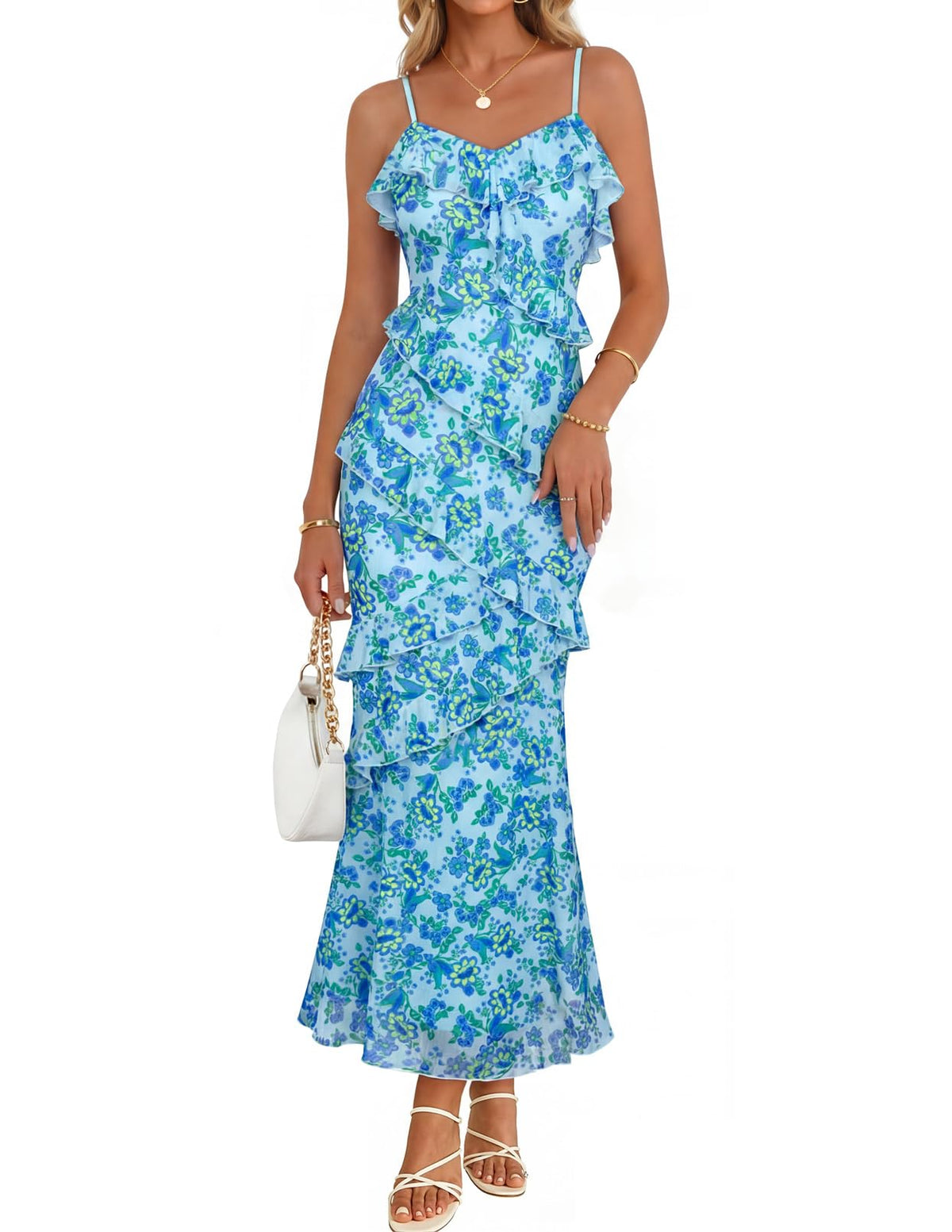 MEROKEETY Summer Floral Wedding Guest Maxi Dress Women 2026 Formal Cocktail
