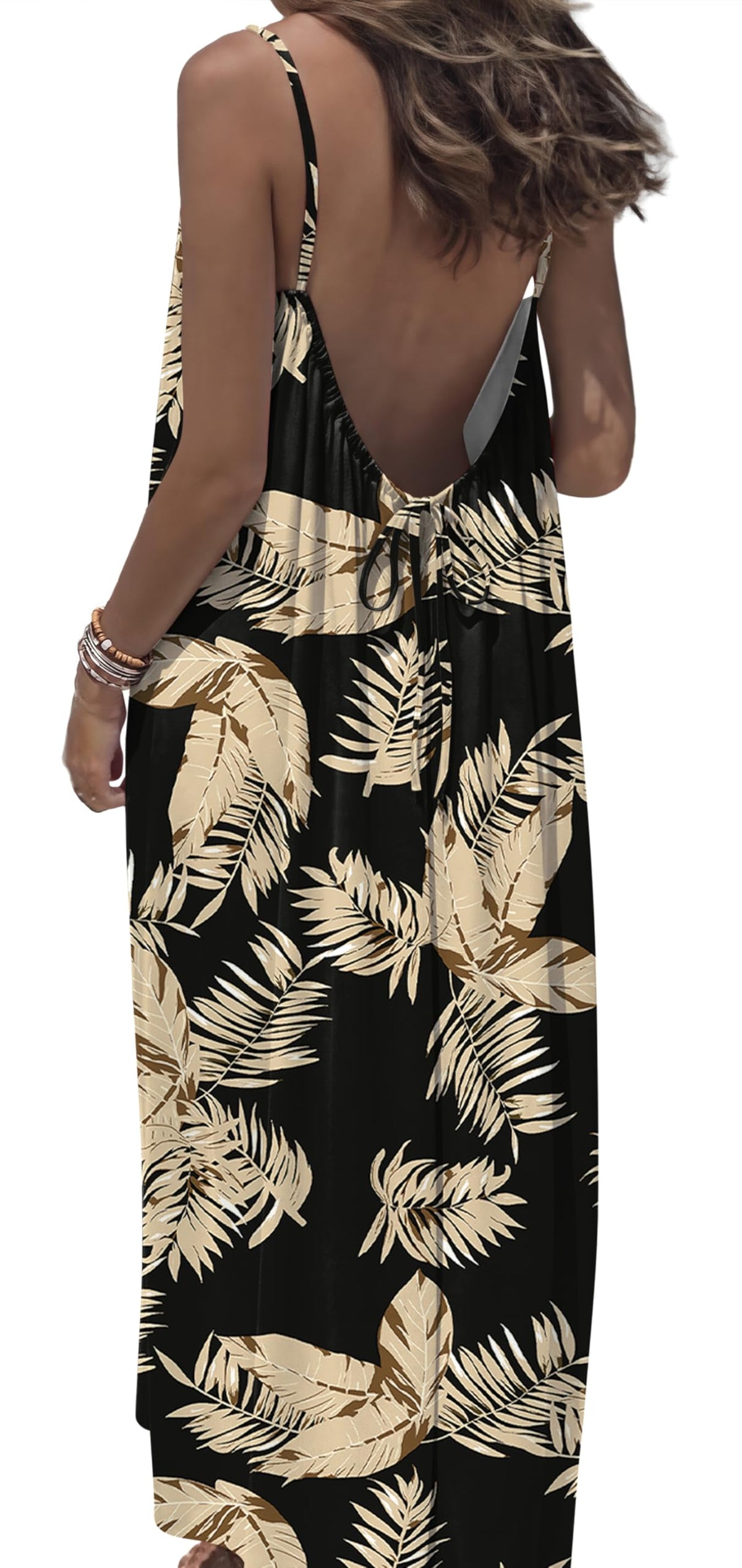 OFEEFAN Summer Dresses for Women 2026 Backless Cami Maxi Sundresses Spaghetti Strap Beach Vacation Clothes Swimsuit Coverup