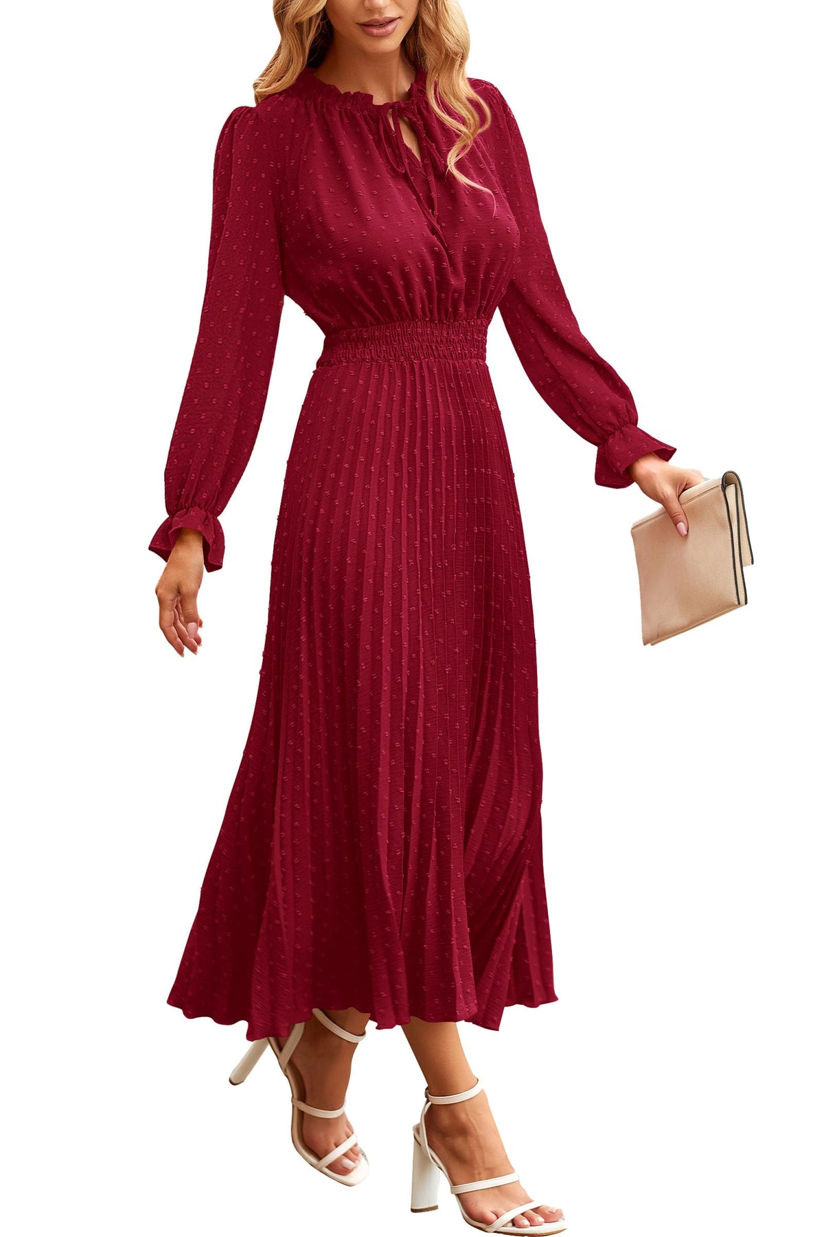 PRETTYGARDEN Women's Fall Midi Wedding Guest Dress
