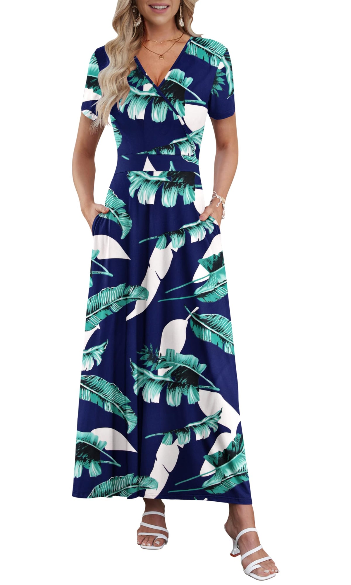 AUSELILY Maxi Dresses for Women Ankle Length Floral Beach Long Flowy Dress