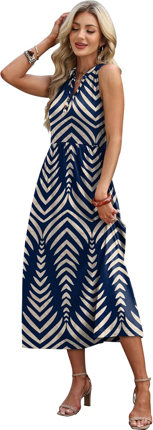 WIHOLL Women's Summer Dresses Maxi Dress Vacation Beach Sundresses 2026 with Pockets