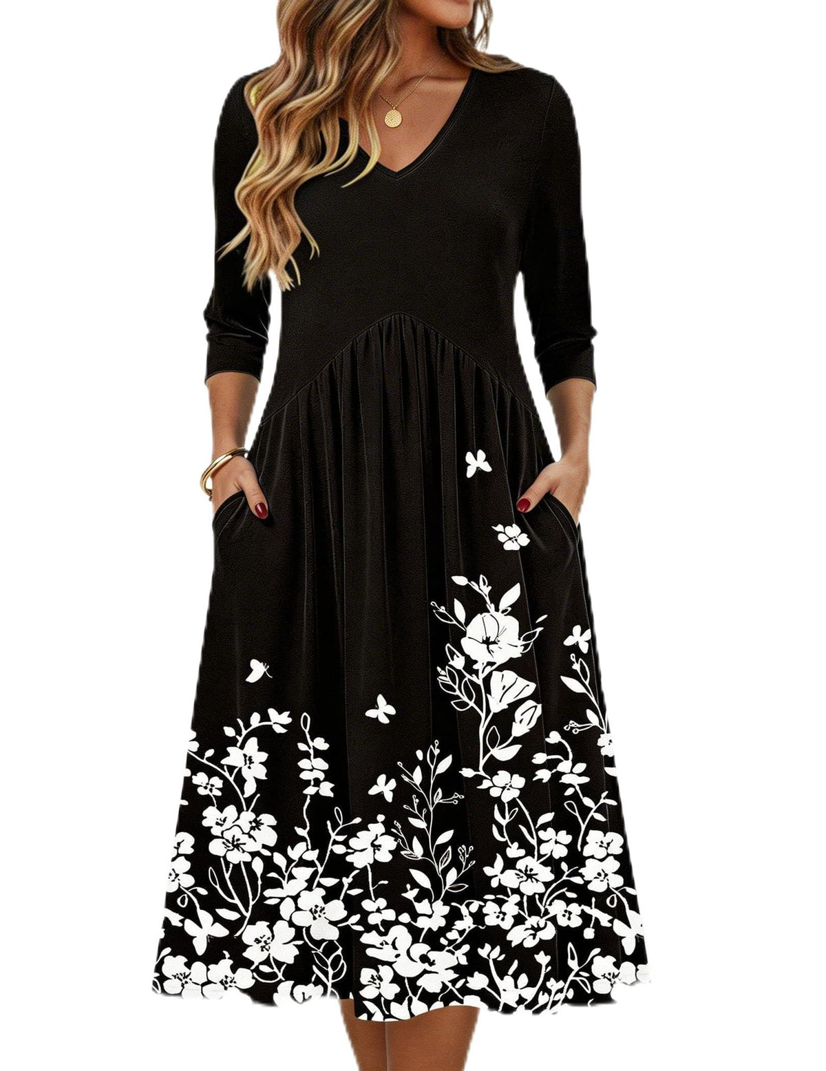 Zeagoo Summer Dresses for Women 2026 3/4 Sleeve Casual Midi Tshirt Dresses