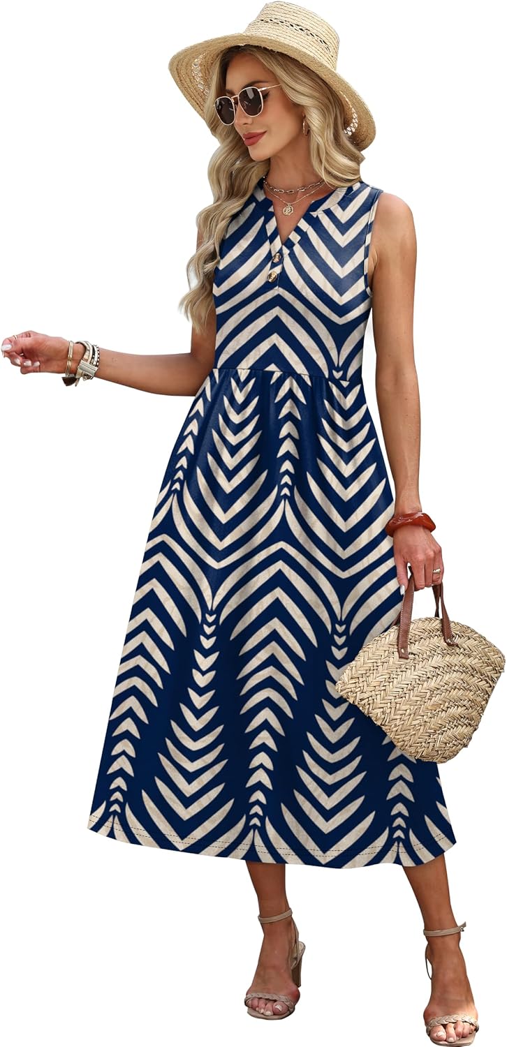 WIHOLL Women's Summer Dresses Maxi Dress Vacation Beach Sundresses 2026 with Pockets