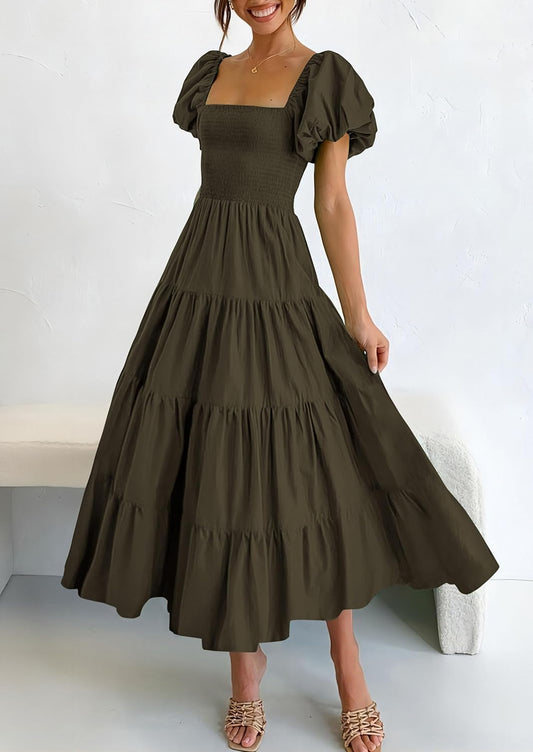 PRETTYGARDEN Women's Smocked Midi Wedding Guest Dress