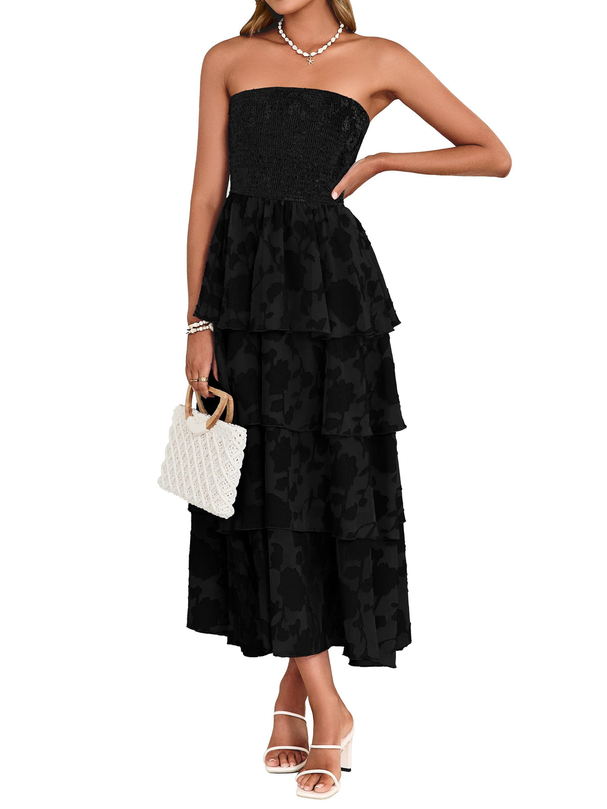 Simplee Womens Maxi Boho Floral Strpless Wedding Guest Beach Long Dress