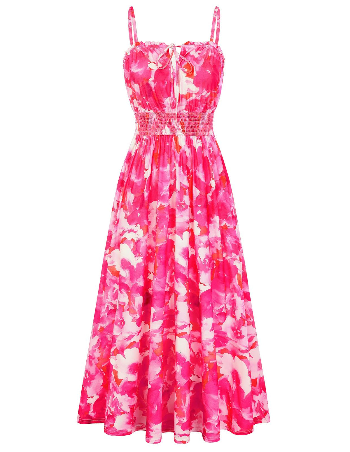 GRACE KARIN 2026 Women's Hawaiian Midi Sundress Summer Vacation Spaghetti Floral Clothes Boho Casual Dresses with Pockets