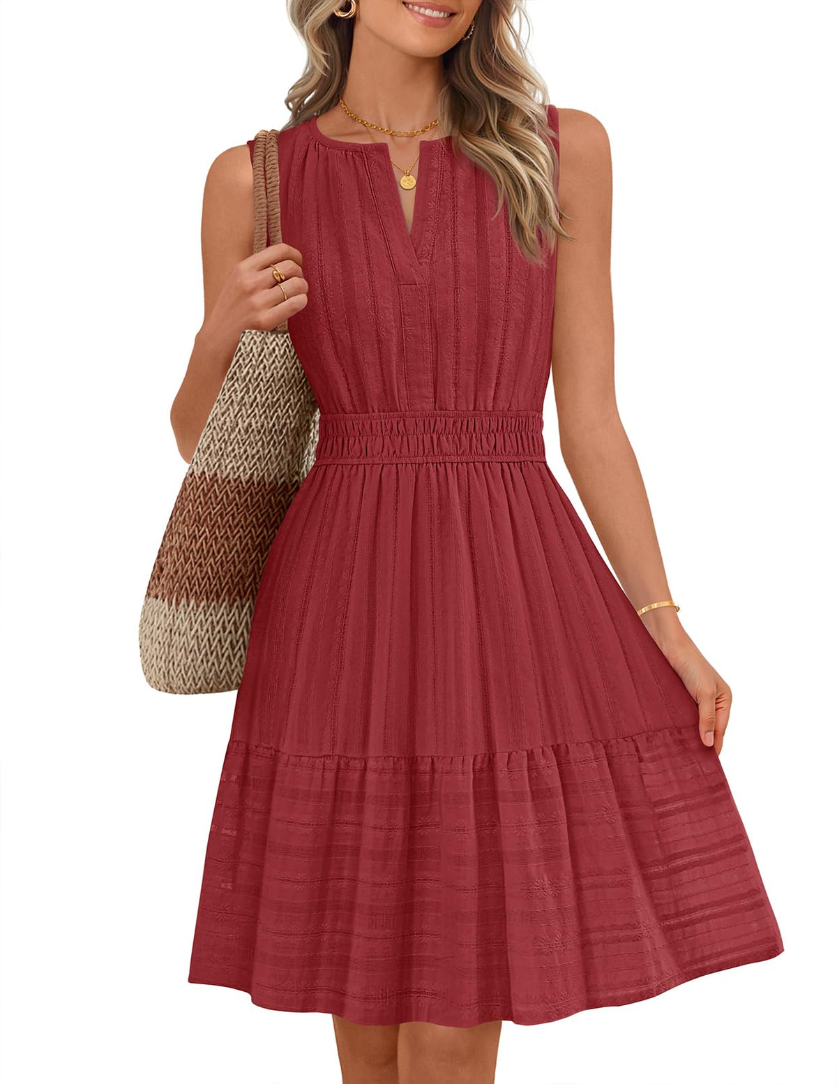 MEROKEETY Womens Summer Casual Beach Vacation Sleeveless Mini Sundress 2026