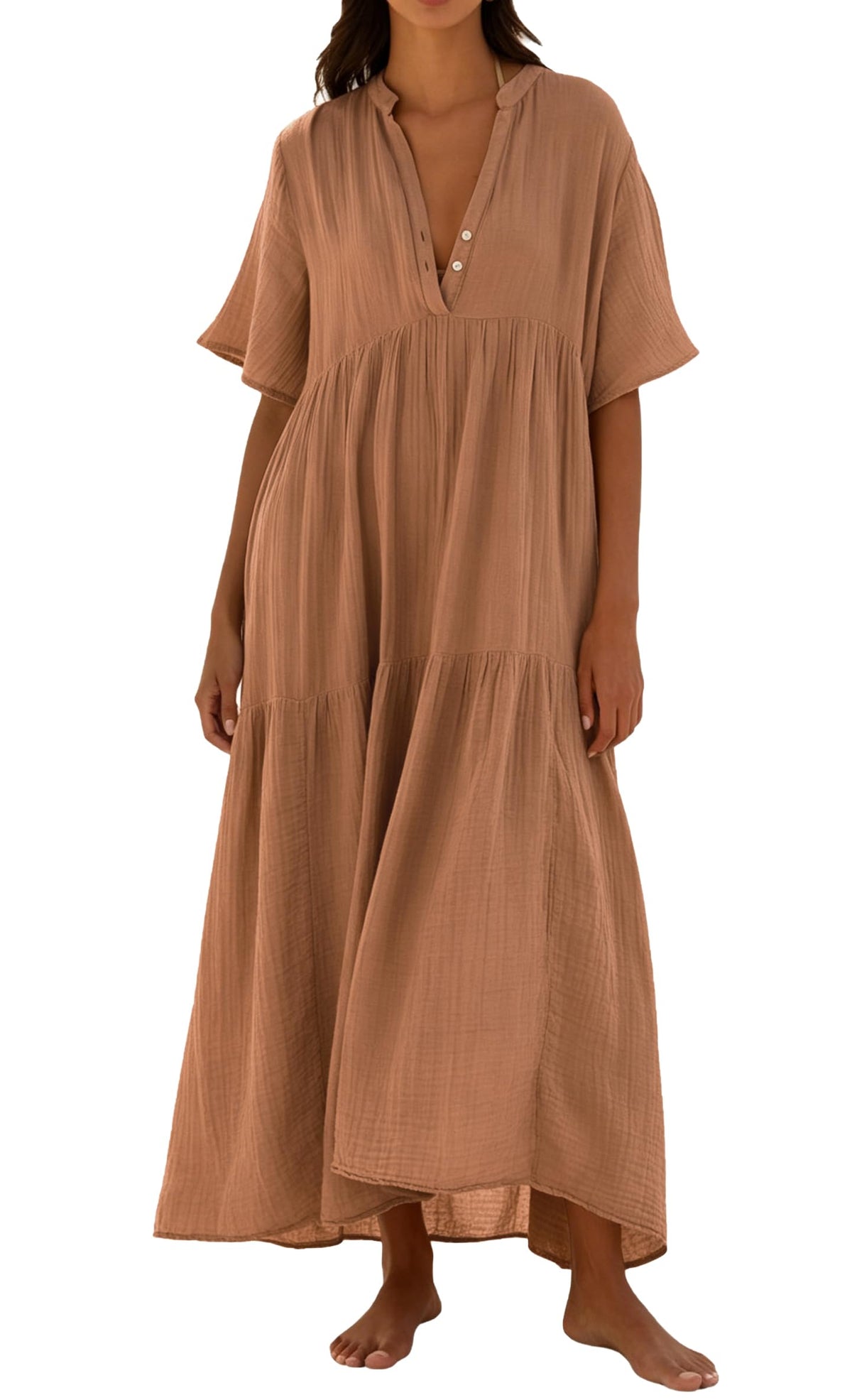 R.Vivimos Womens Summer Cotton Casual Flowy Maxi Dress