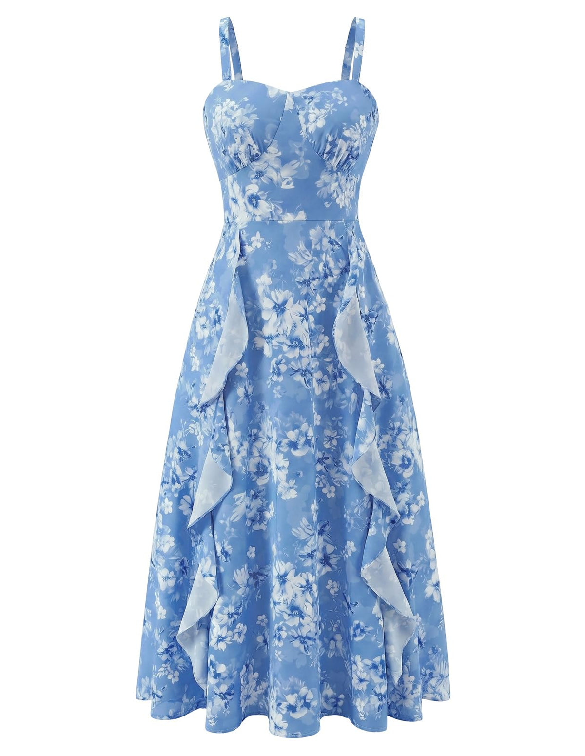 Belle Poque Women Sun Dresses Midi Ruffle Dress