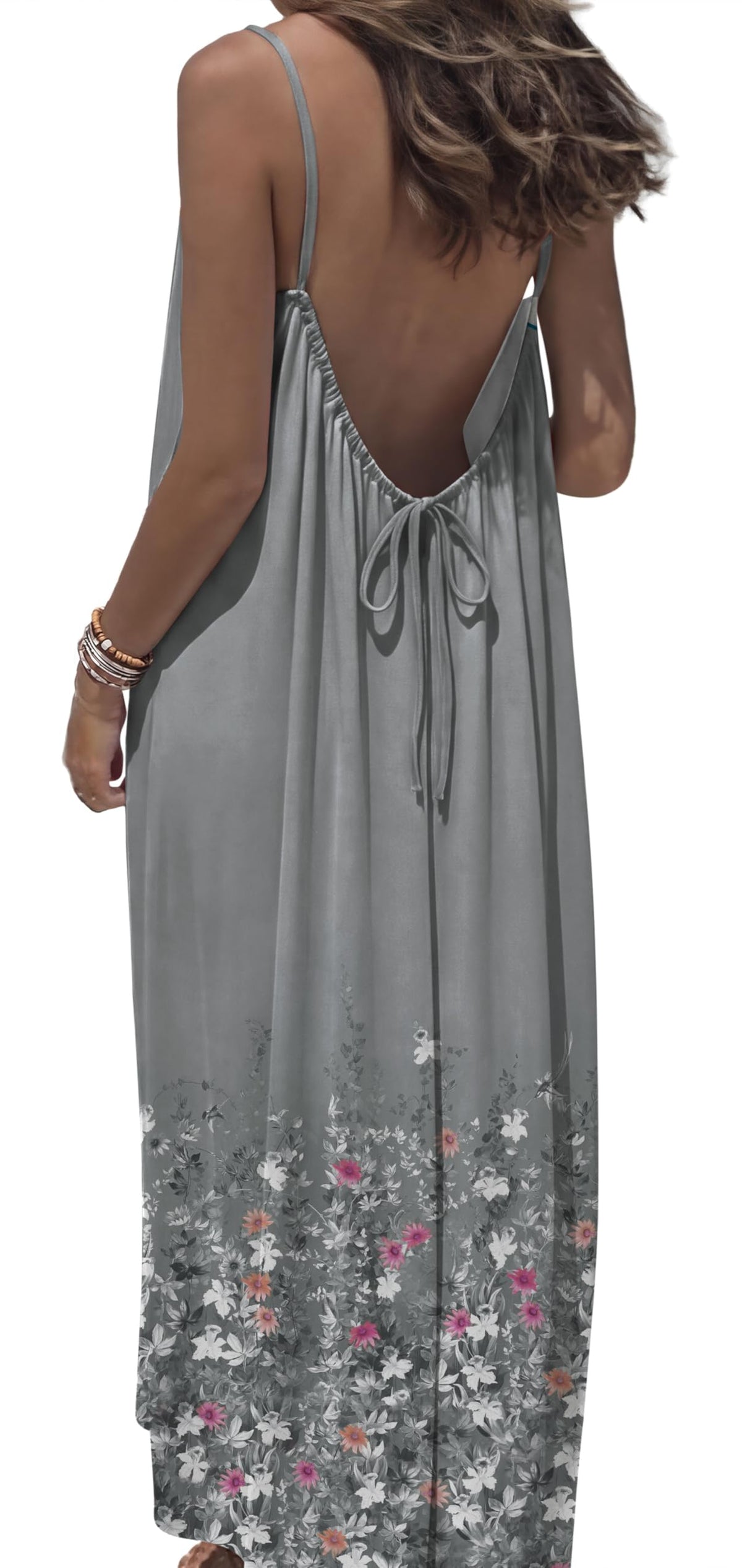 OFEEFAN Summer Dresses for Women 2026 Backless Cami Maxi Sundresses Spaghetti Strap Beach Vacation Clothes Swimsuit Coverup